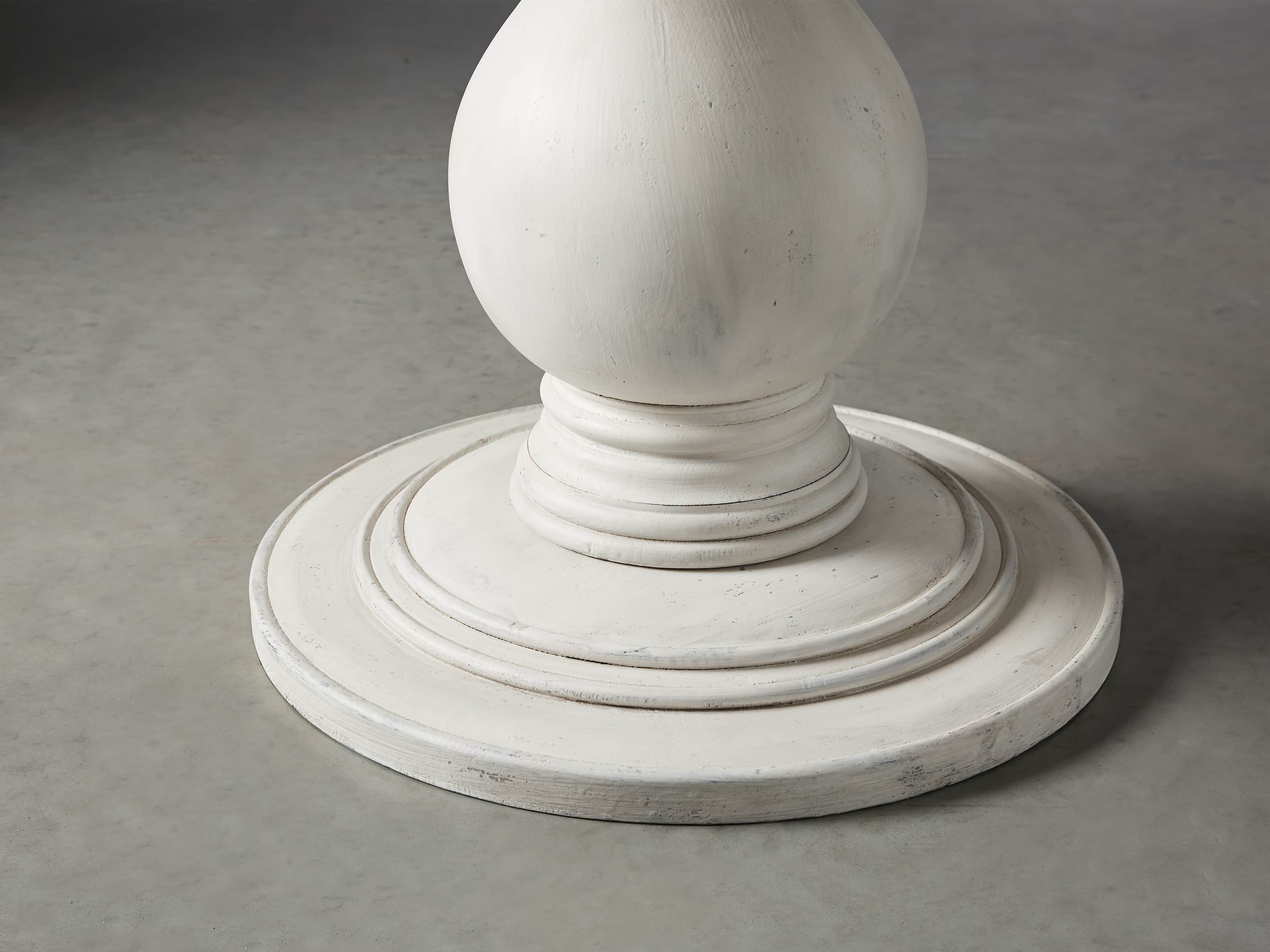 Luca 39" Round Dining Table with White Marble Top in Rustic White