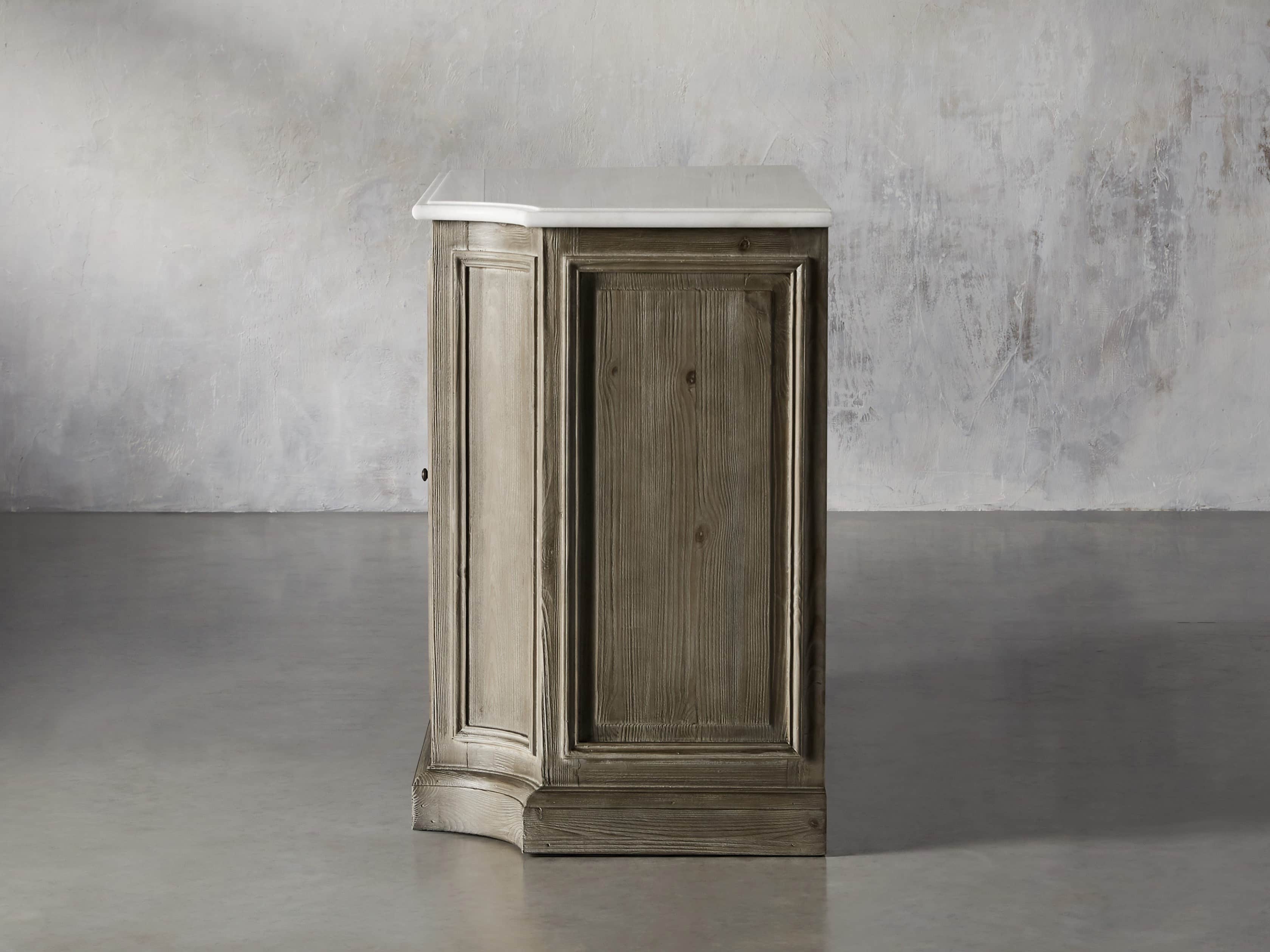 Luca Buffet with White Marble Top in Rustic Grey