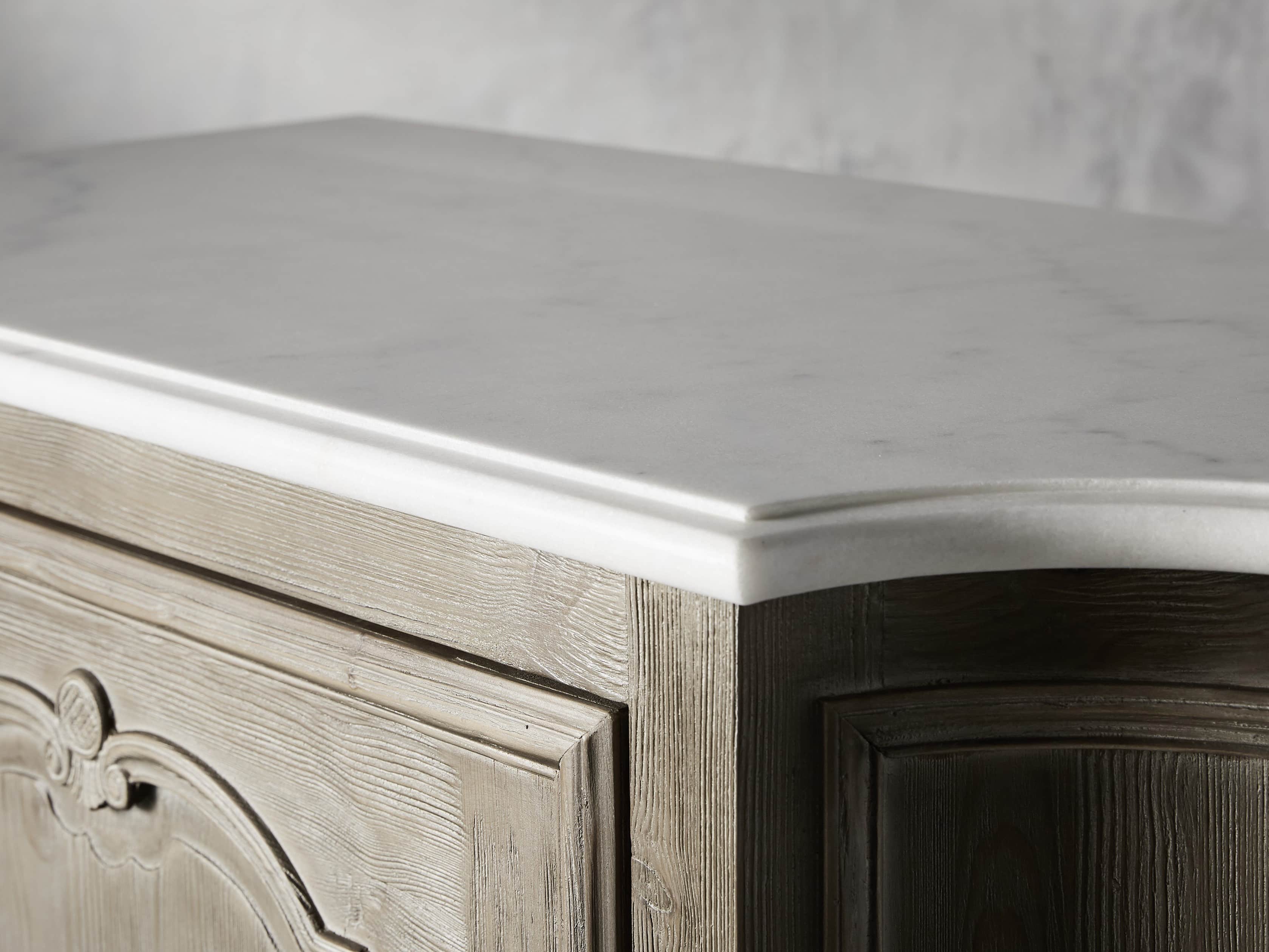 Luca Buffet with White Marble Top in Rustic Grey