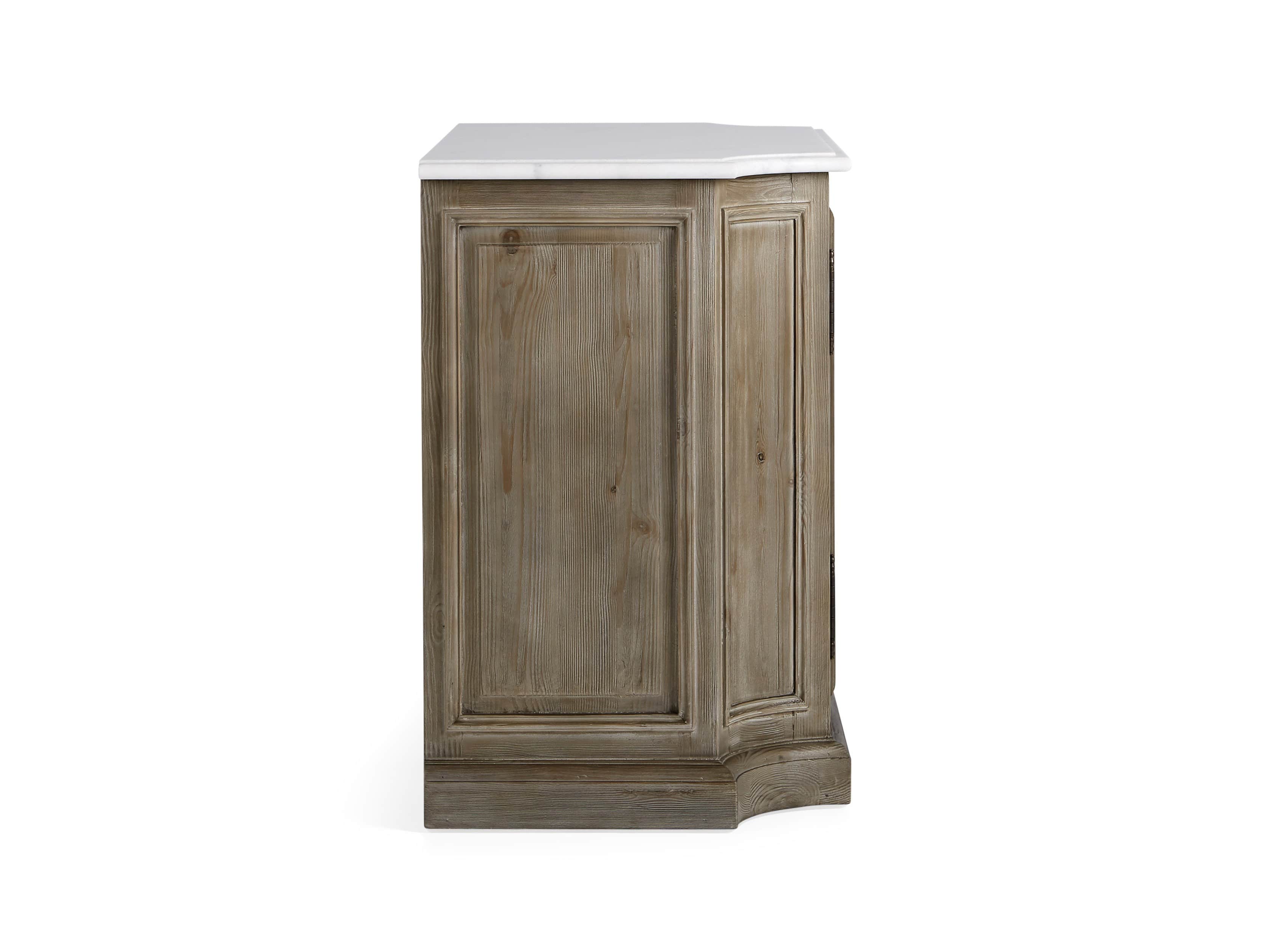 Luca Buffet with White Marble Top in Rustic Grey