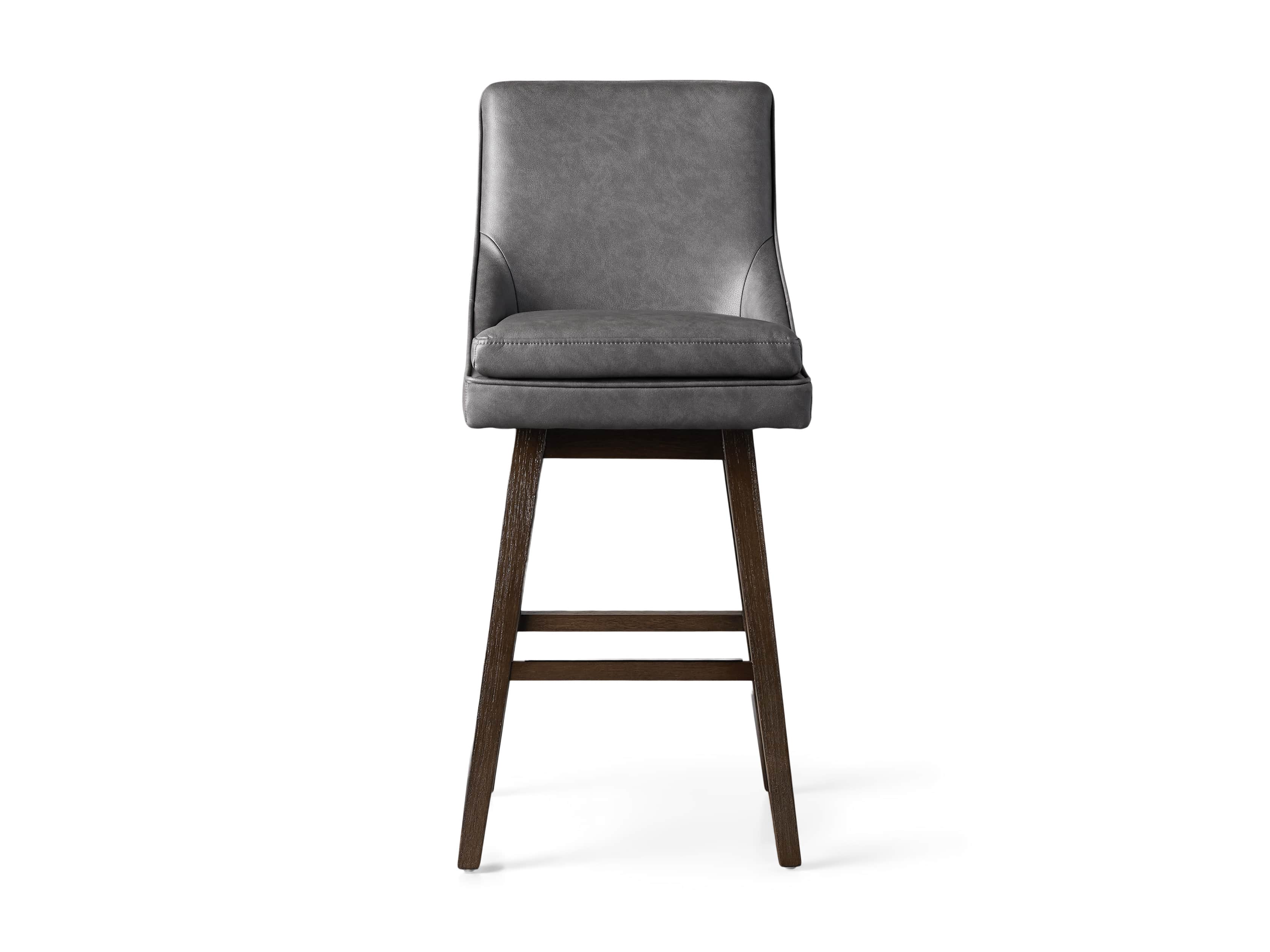 Lunden Faux Leather 19" Swivel Barstool in Faux Charcoal, slide 7 of 8