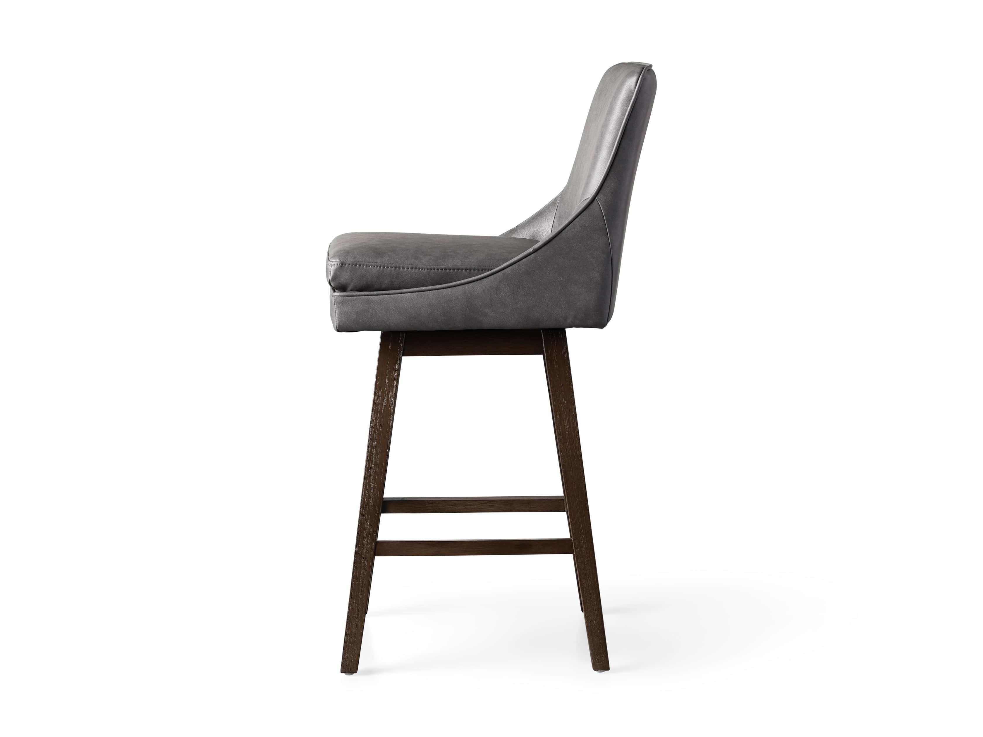 Lunden Faux Leather 19" Swivel Barstool in Faux Charcoal, slide 8 of 8