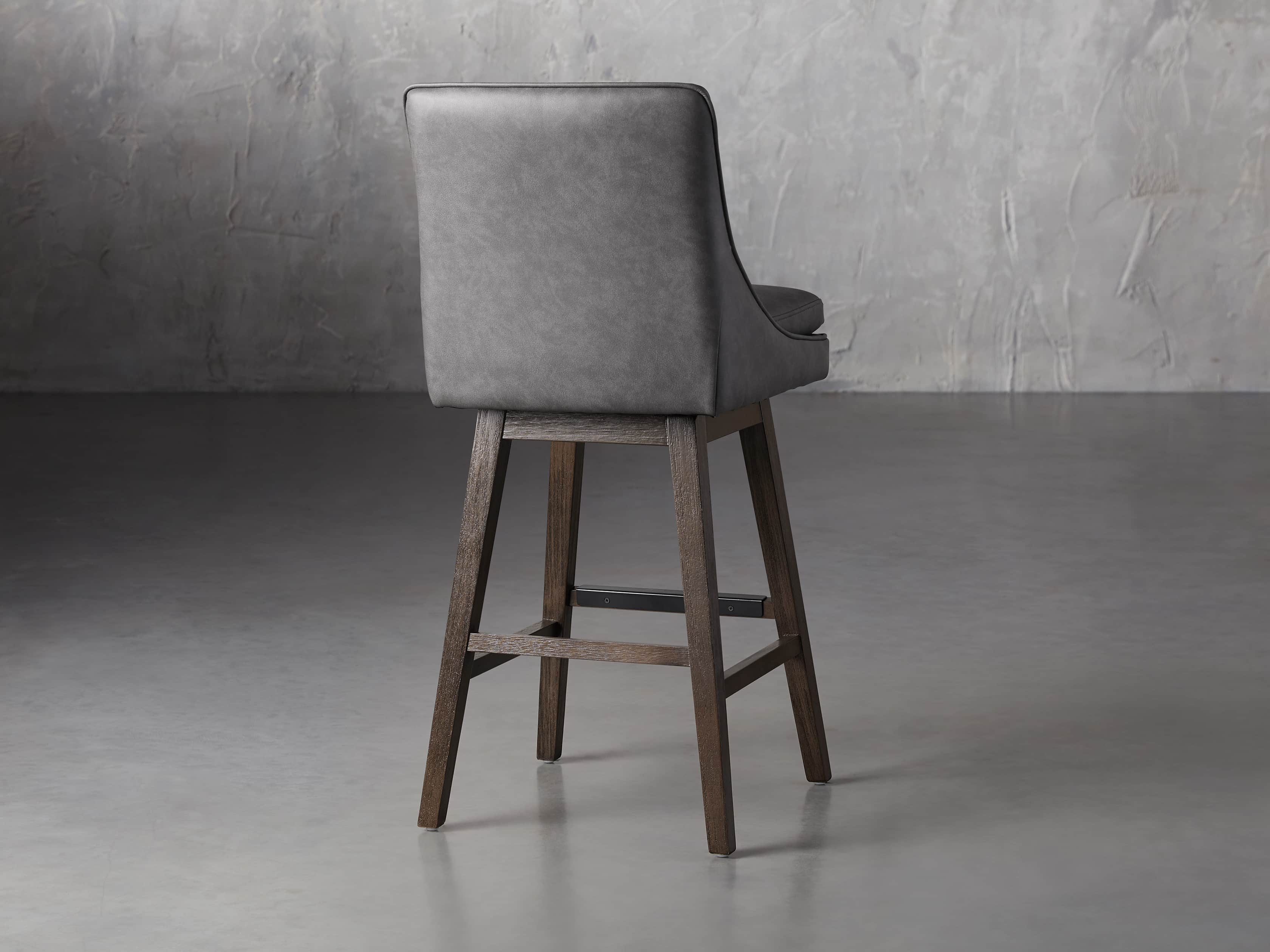 Lunden Faux Leather 19" Swivel Barstool in Faux Charcoal, slide 4 of 8