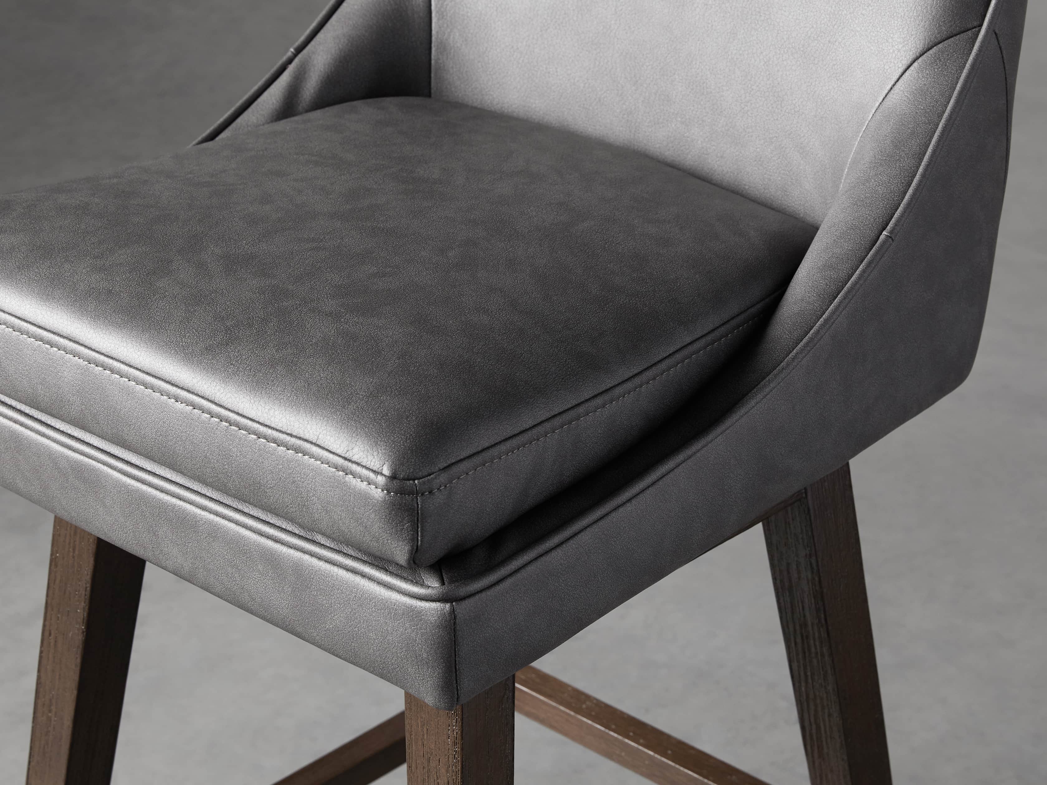 Lunden Faux Leather 19" Swivel Barstool in Faux Charcoal, slide 6 of 8