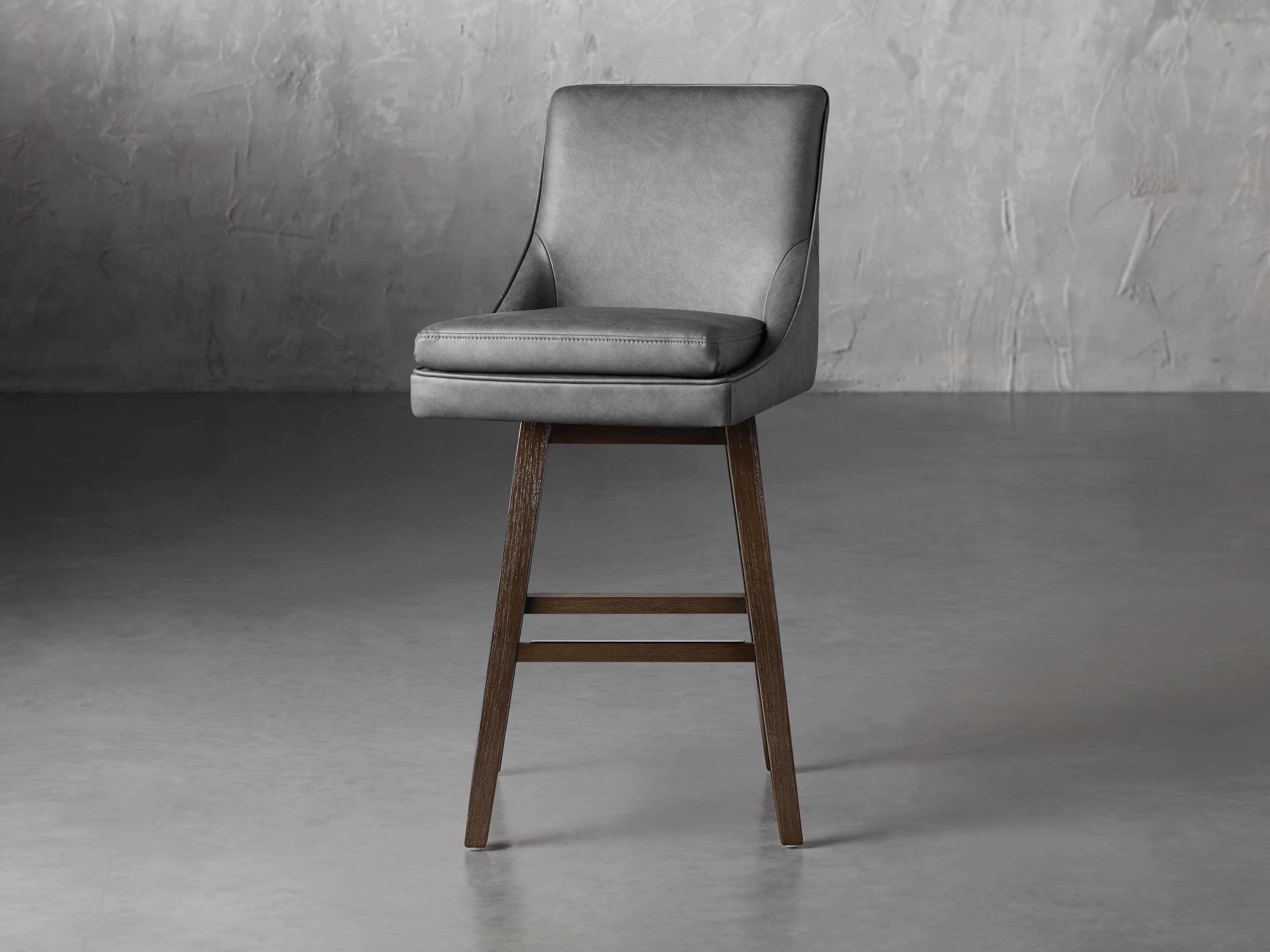 Lunden Faux Leather 19" Swivel Barstool in Faux Charcoal, slide 5 of 8