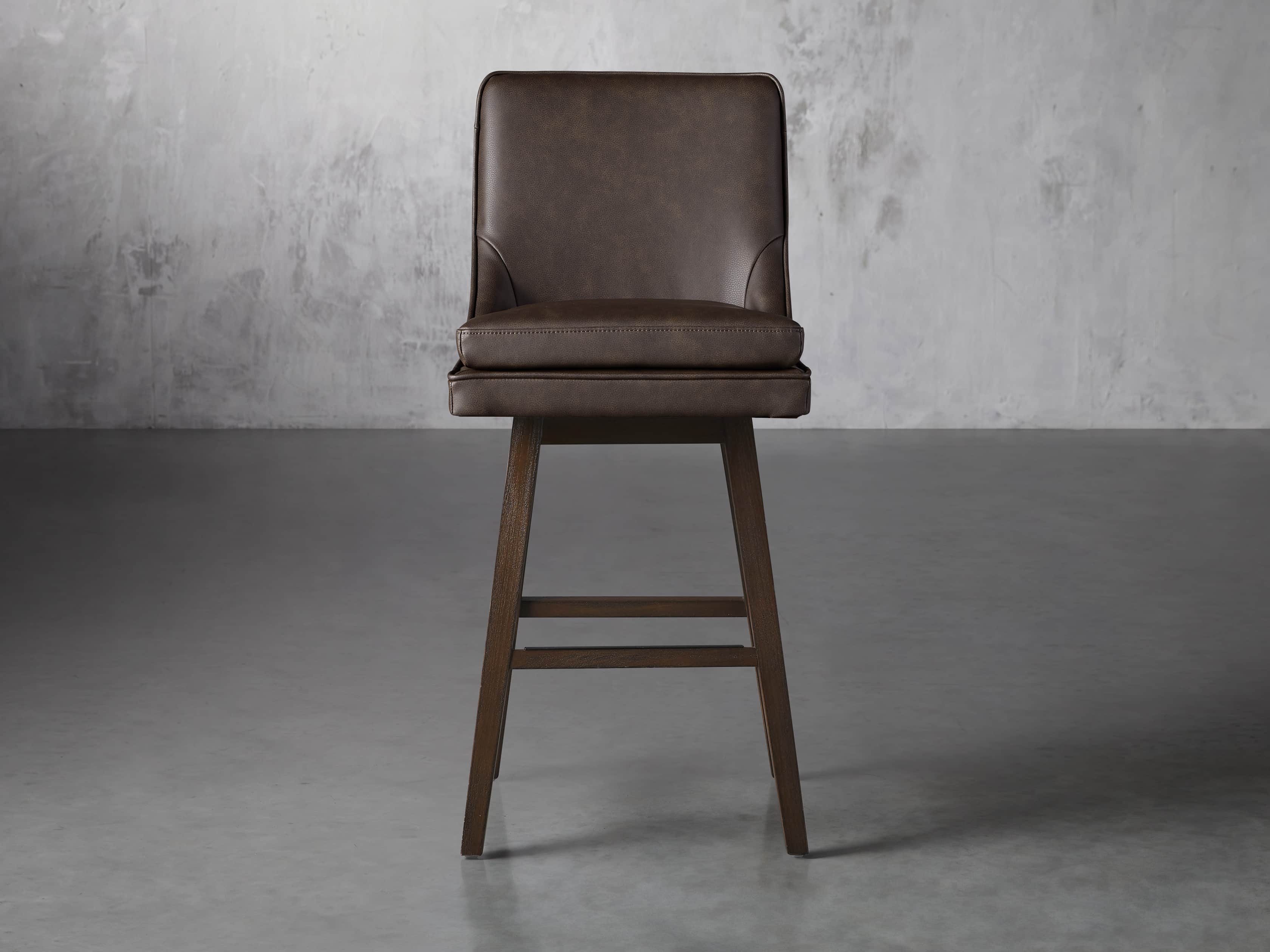 Lunden Faux Leather 19" Swivel Barstool in Faux Espresso, slide 1 of 6