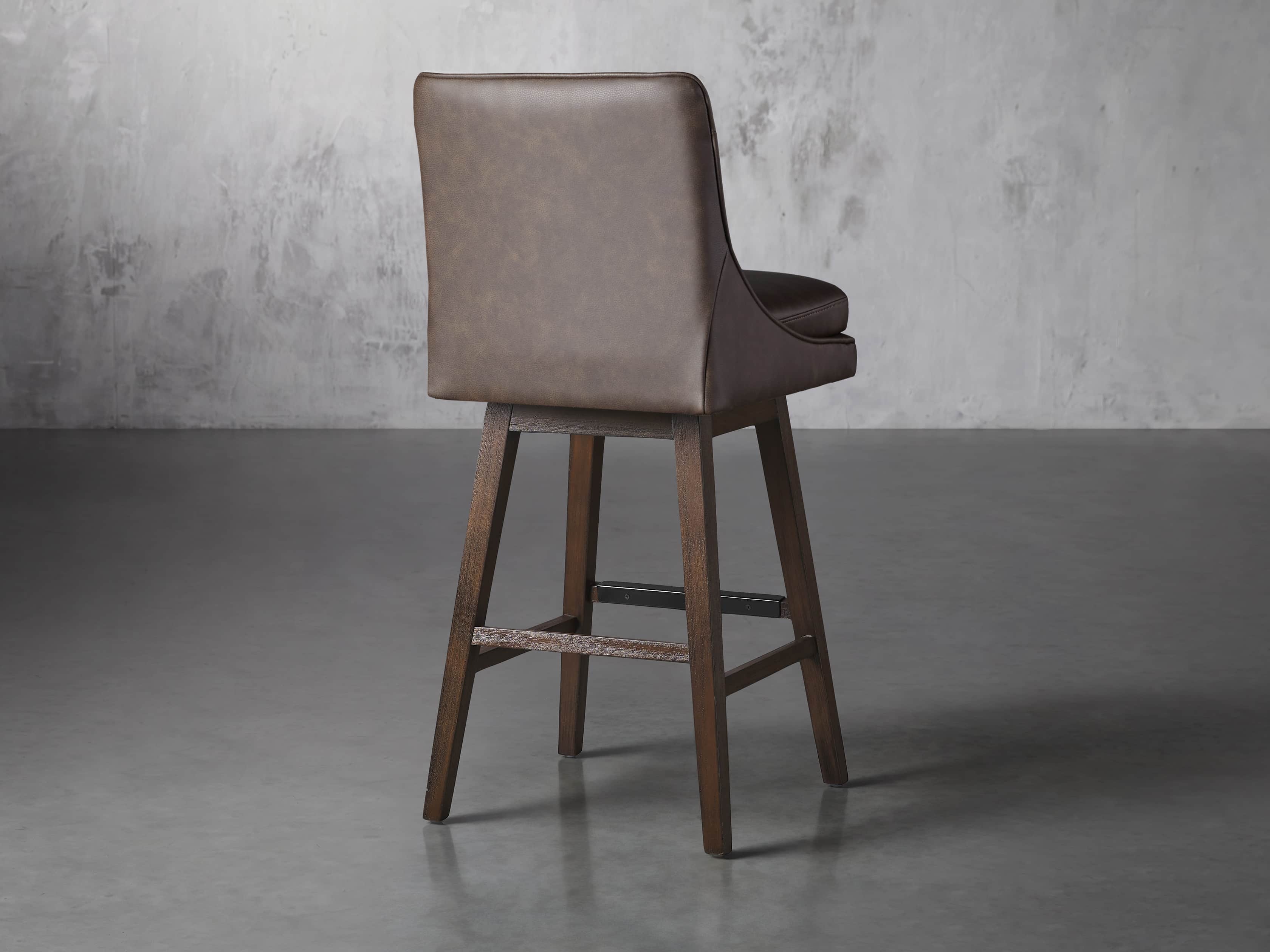 Lunden Faux Leather 19" Swivel Barstool in Faux Espresso, slide 4 of 6