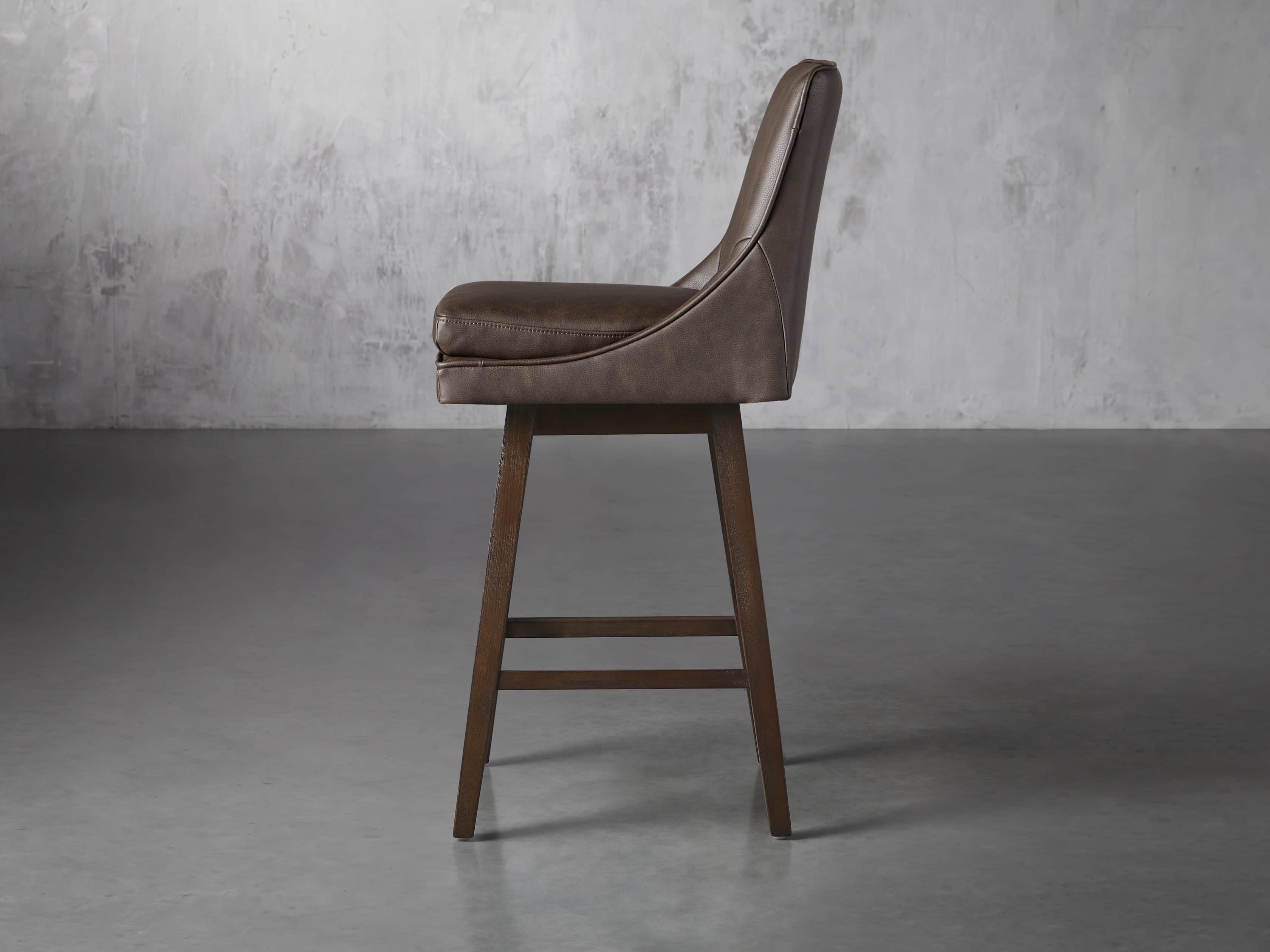 Lunden Faux Leather 19" Swivel Barstool in Faux Espresso, slide 3 of 6