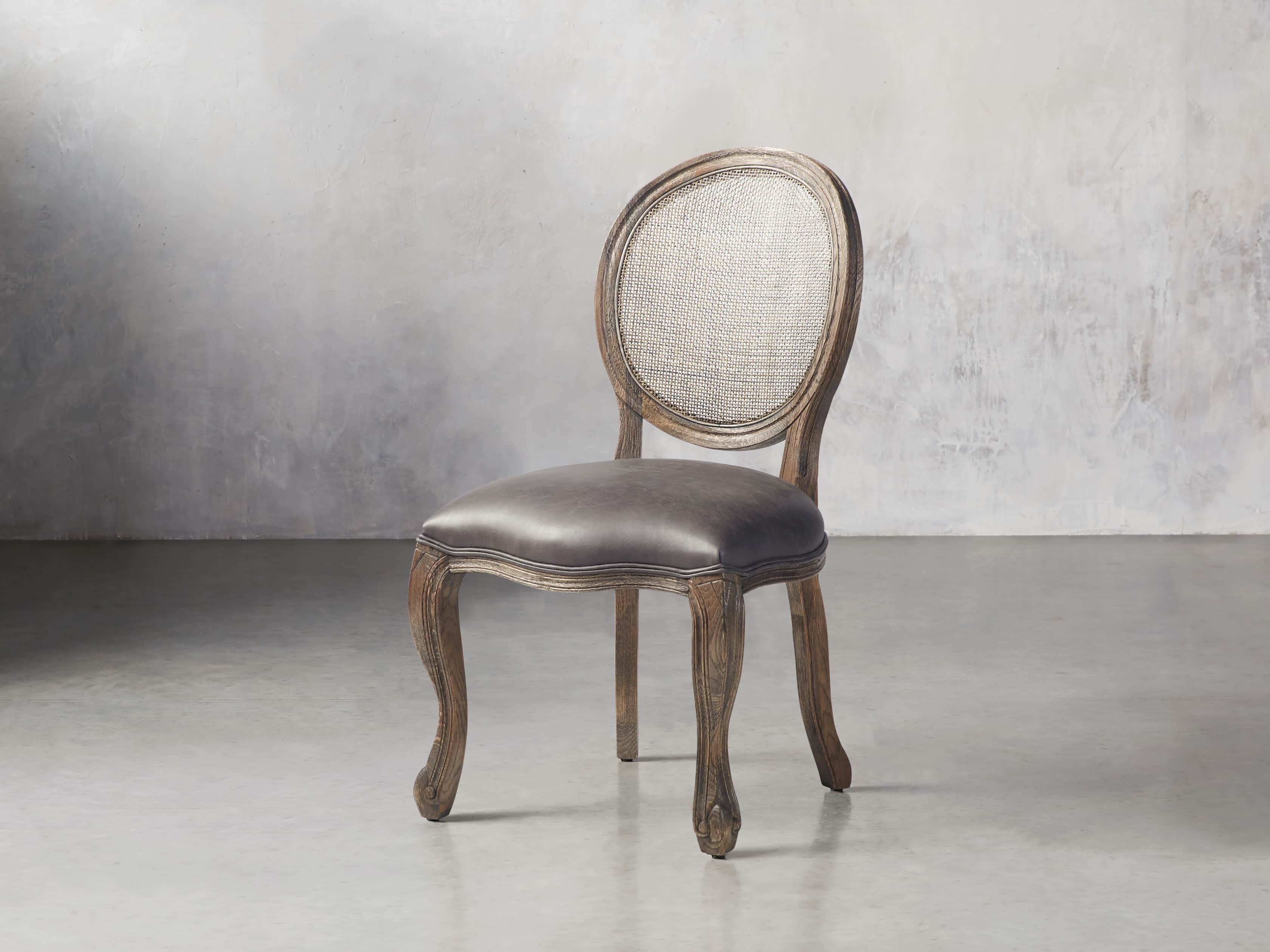 Margot Rattan Back Dining Side Chair in Cinder, slide 3 of 10