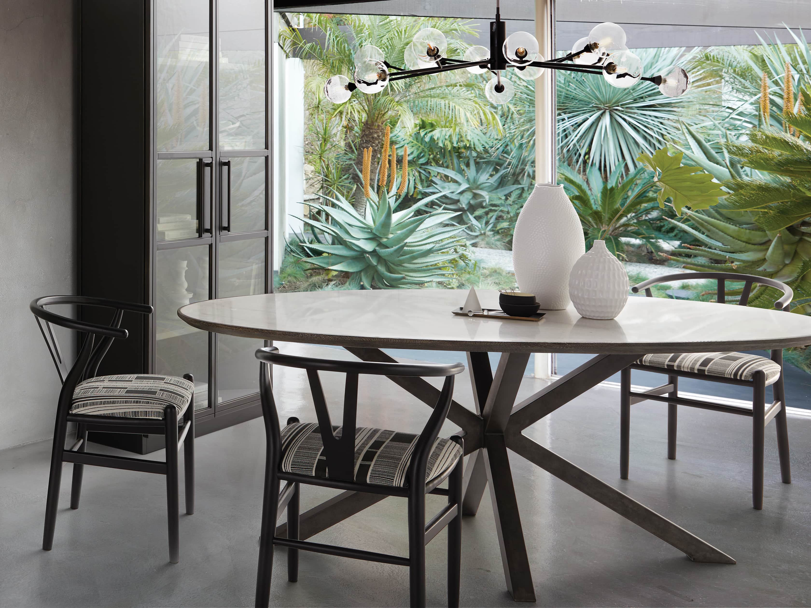 Meridian 79" White Marble Dining Table, slide 1 of 8