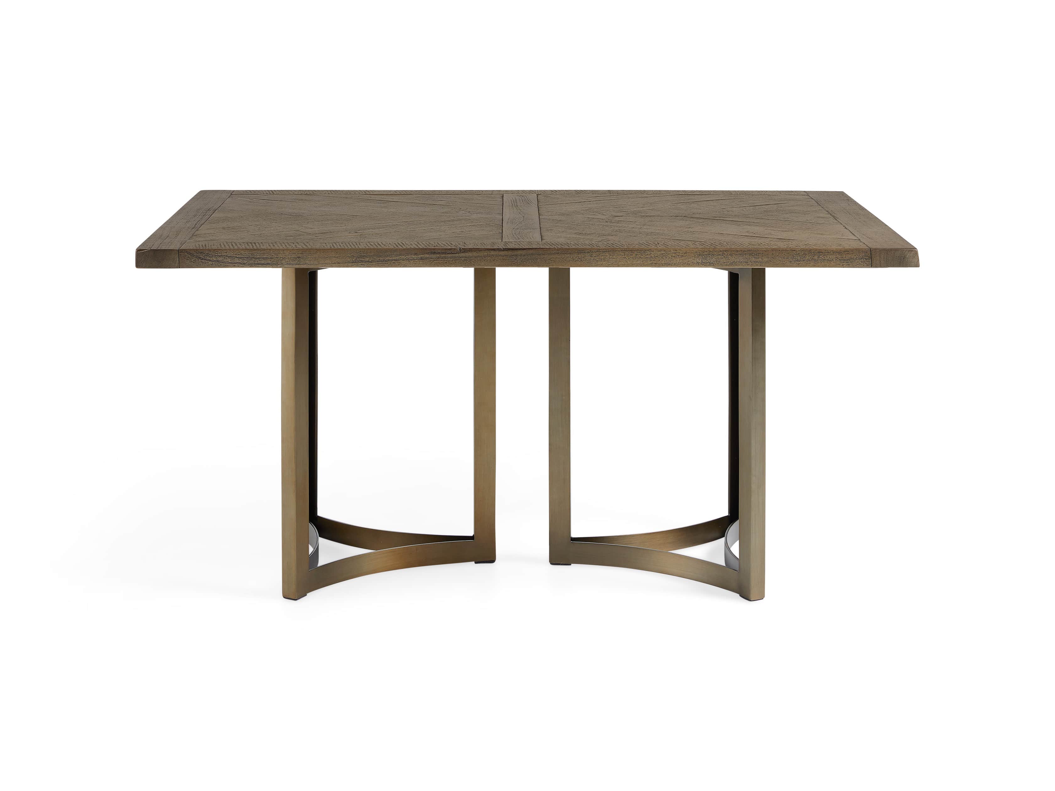 Nobelle 70" Rectangle Weathered Mango Dining Table With Lyon Base in Aged Brass