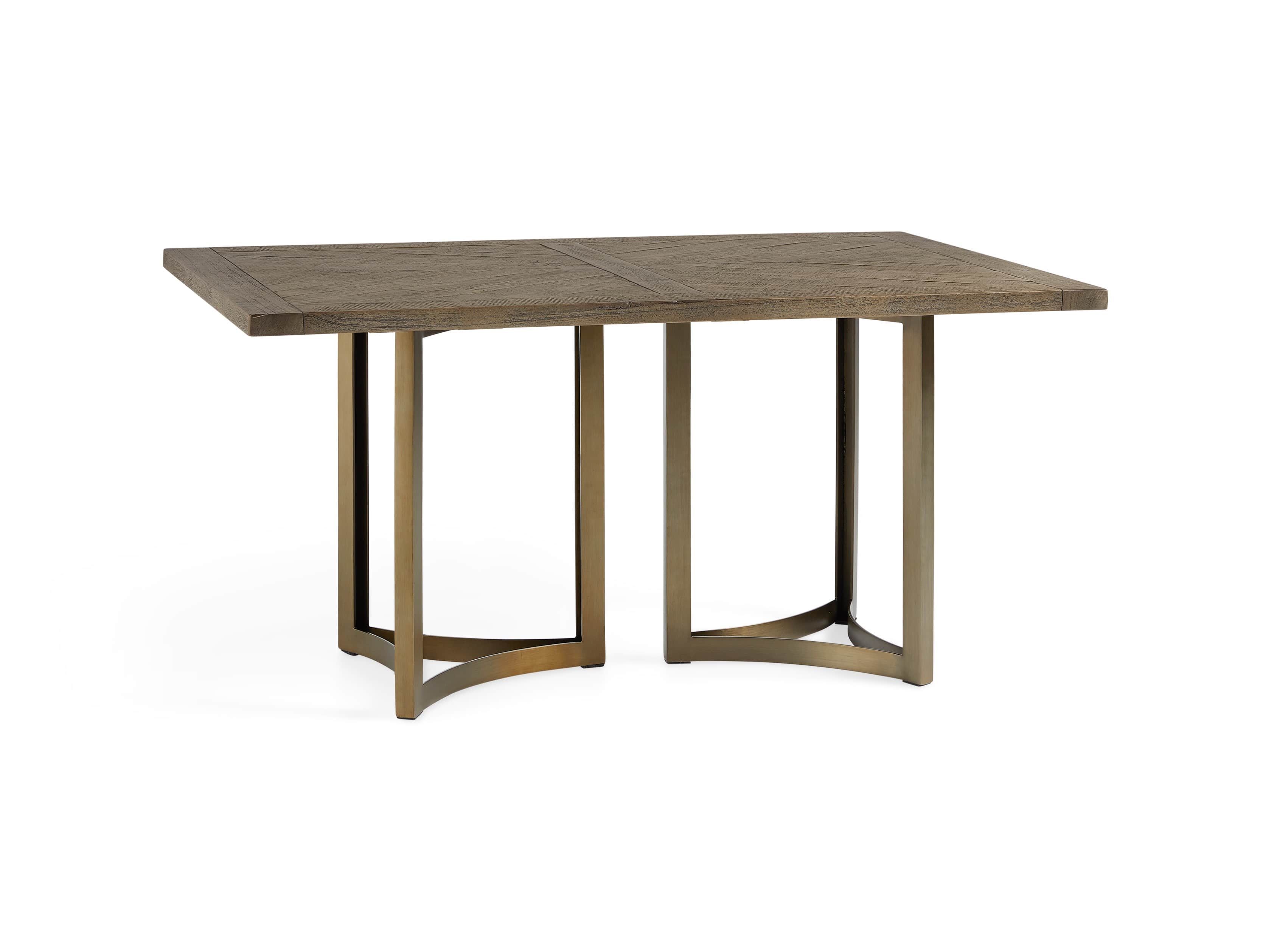 Nobelle 70" Rectangle Weathered Mango Dining Table With Lyon Base in Aged Brass