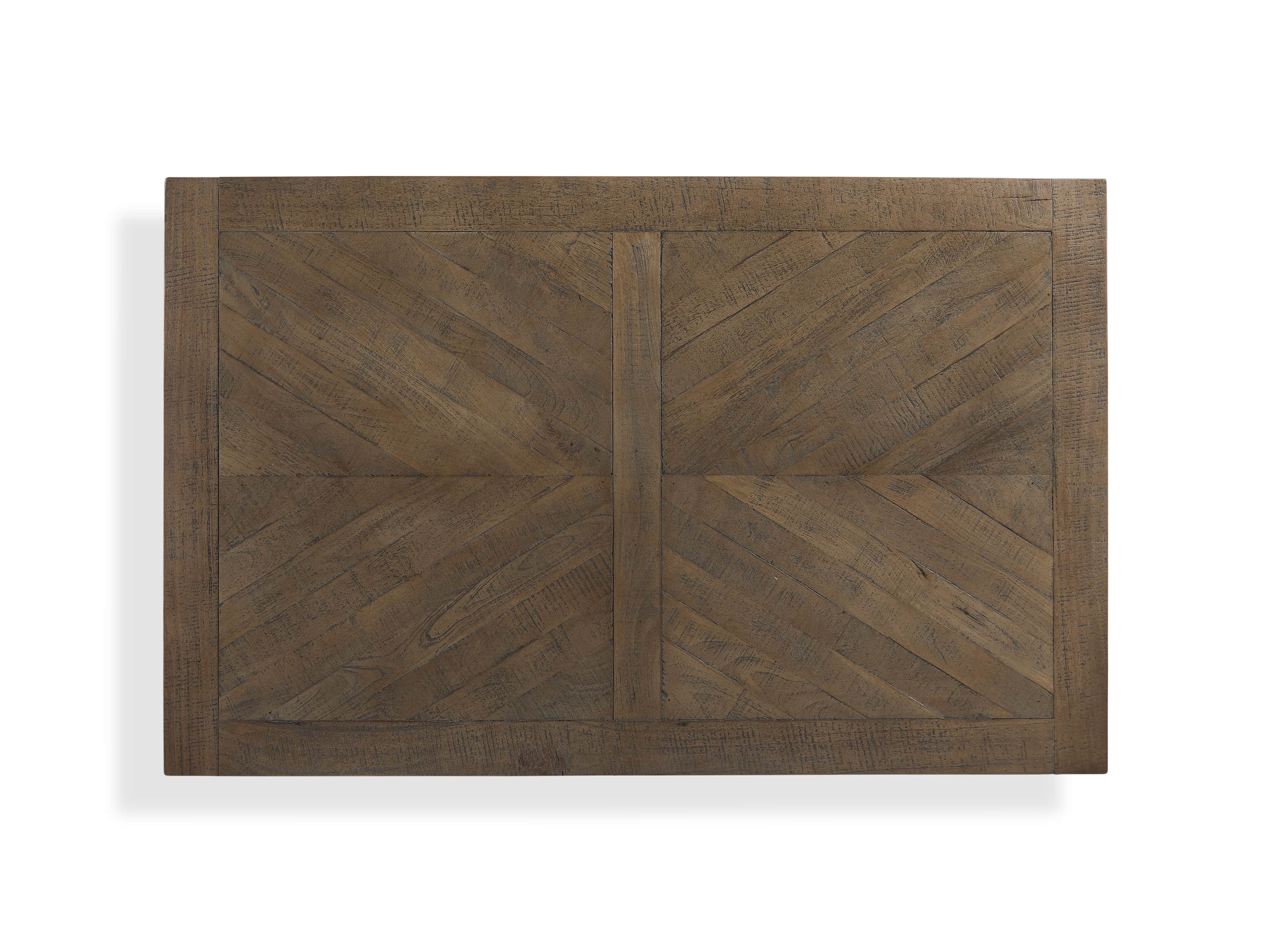 Nobelle 70" Rectangle Weathered Mango Dining Table With Lyon Base in Aged Brass