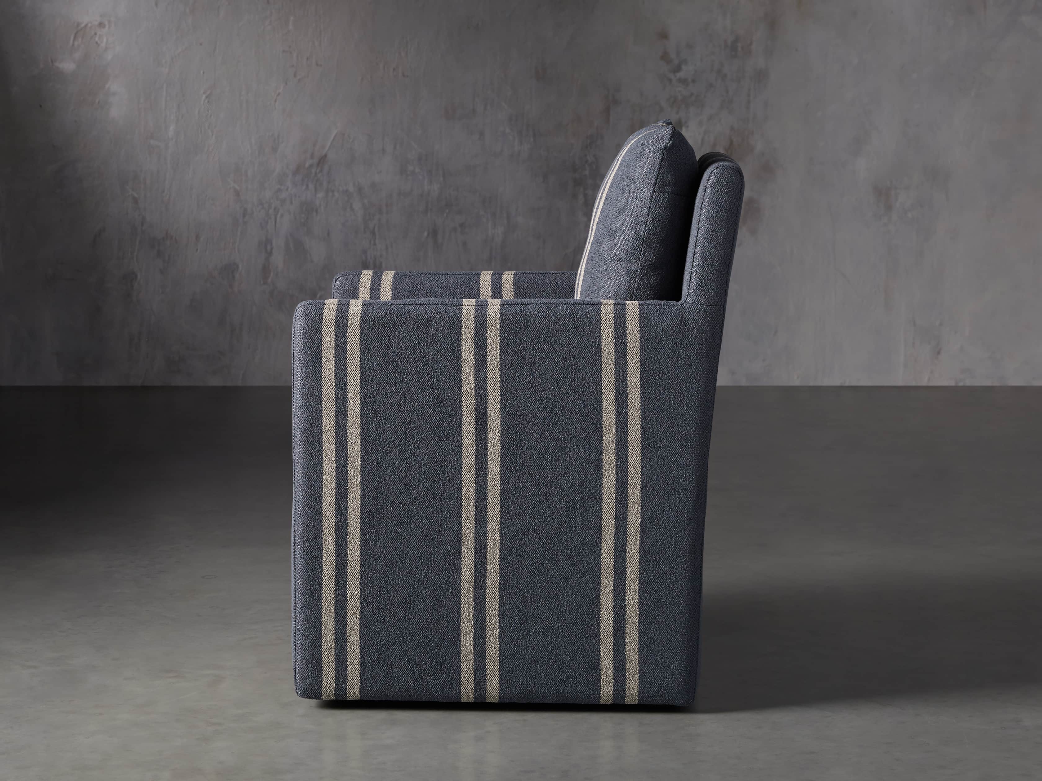 Oscar Upholstered Dining Arm Chair in Coba Jeans, slide 4 of 8