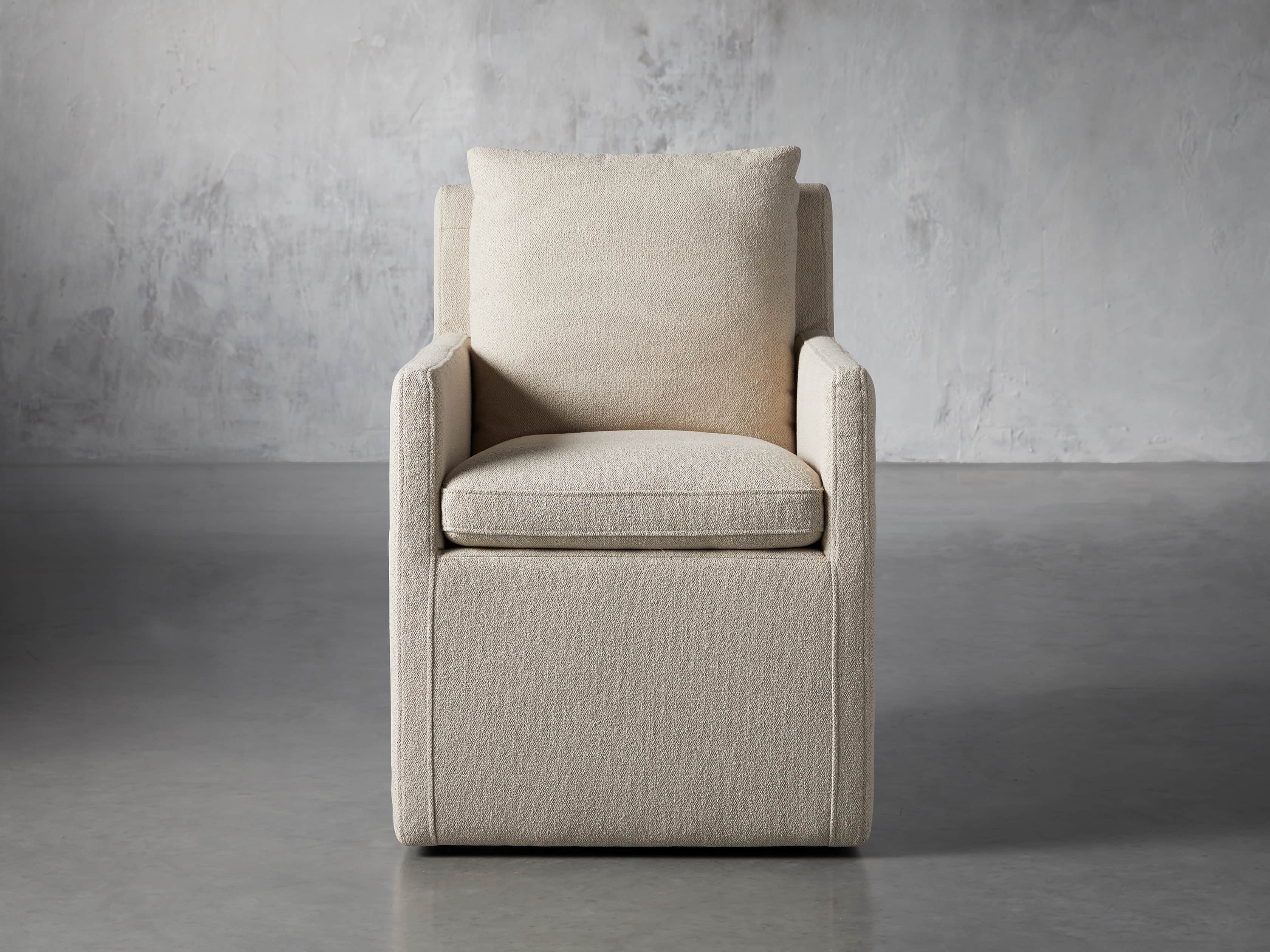 Oscar Upholstered 24" Dining Arm Chair in Zona Sand, slide 1 of 7
