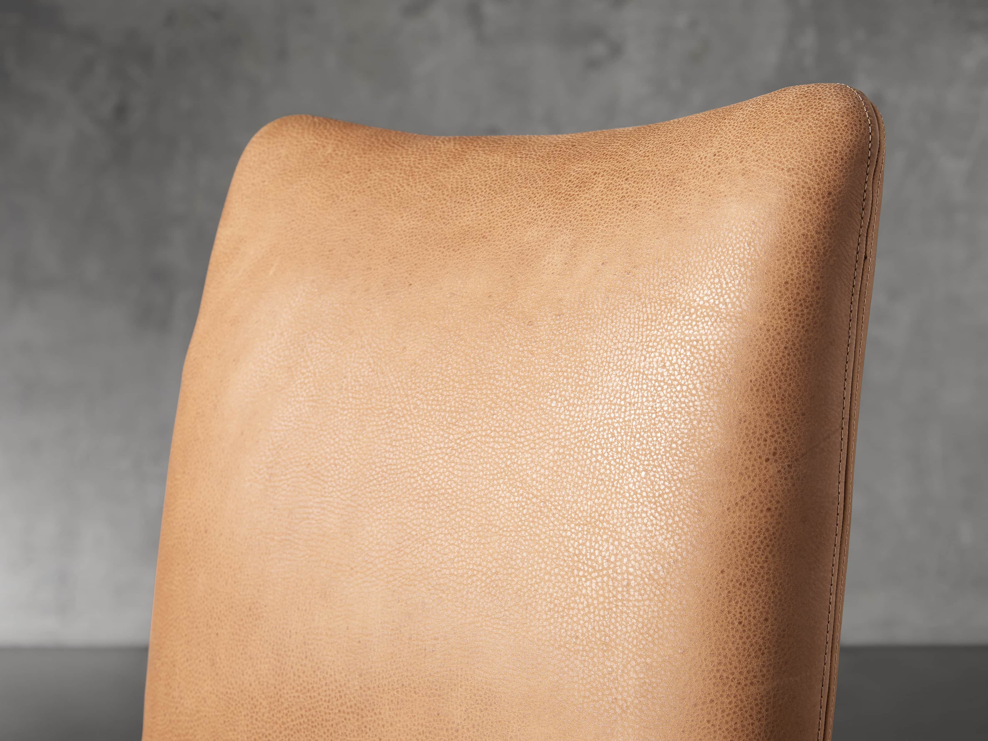 Camel leather side online chair