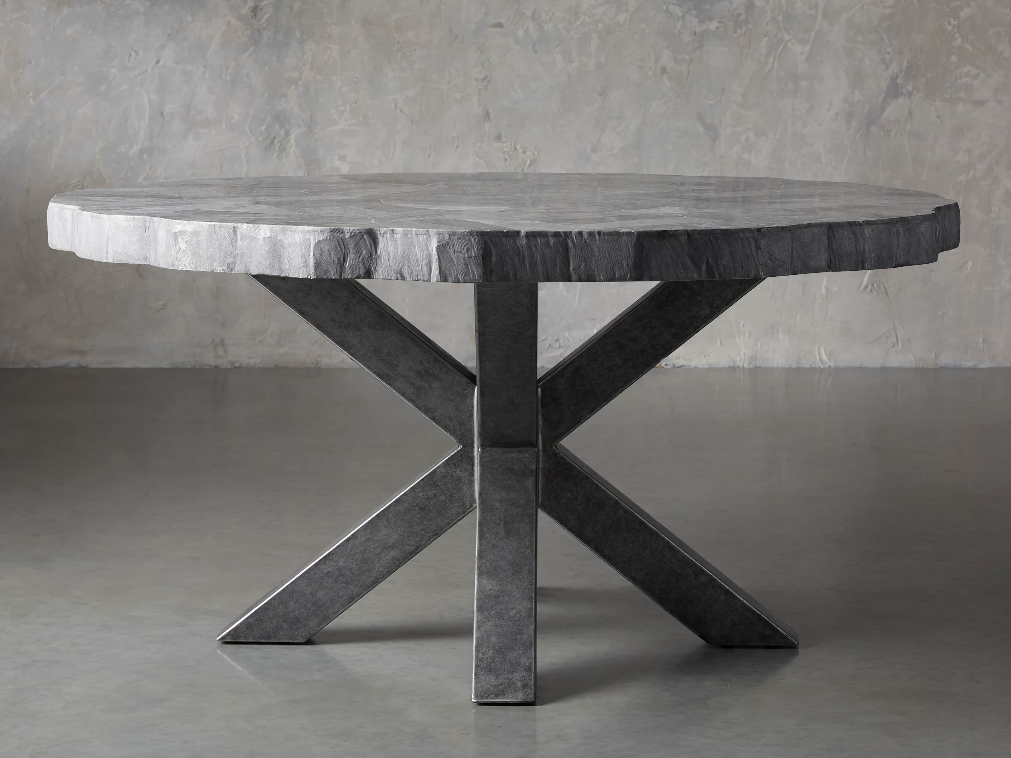 Petra 54" Round Grey Marble Dining Table, slide 3 of 10