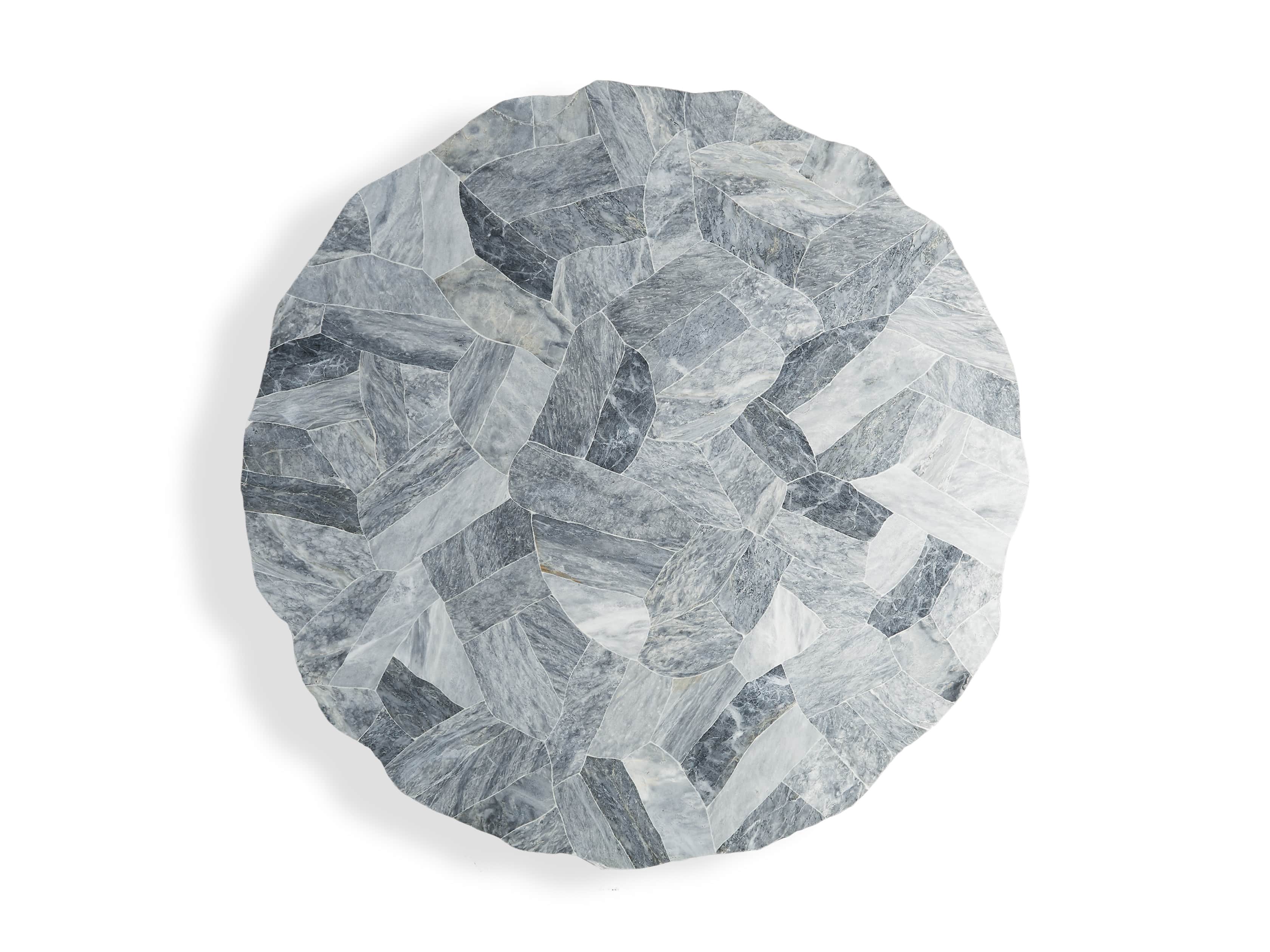 Petra 72" Round Grey Marble Dining Table