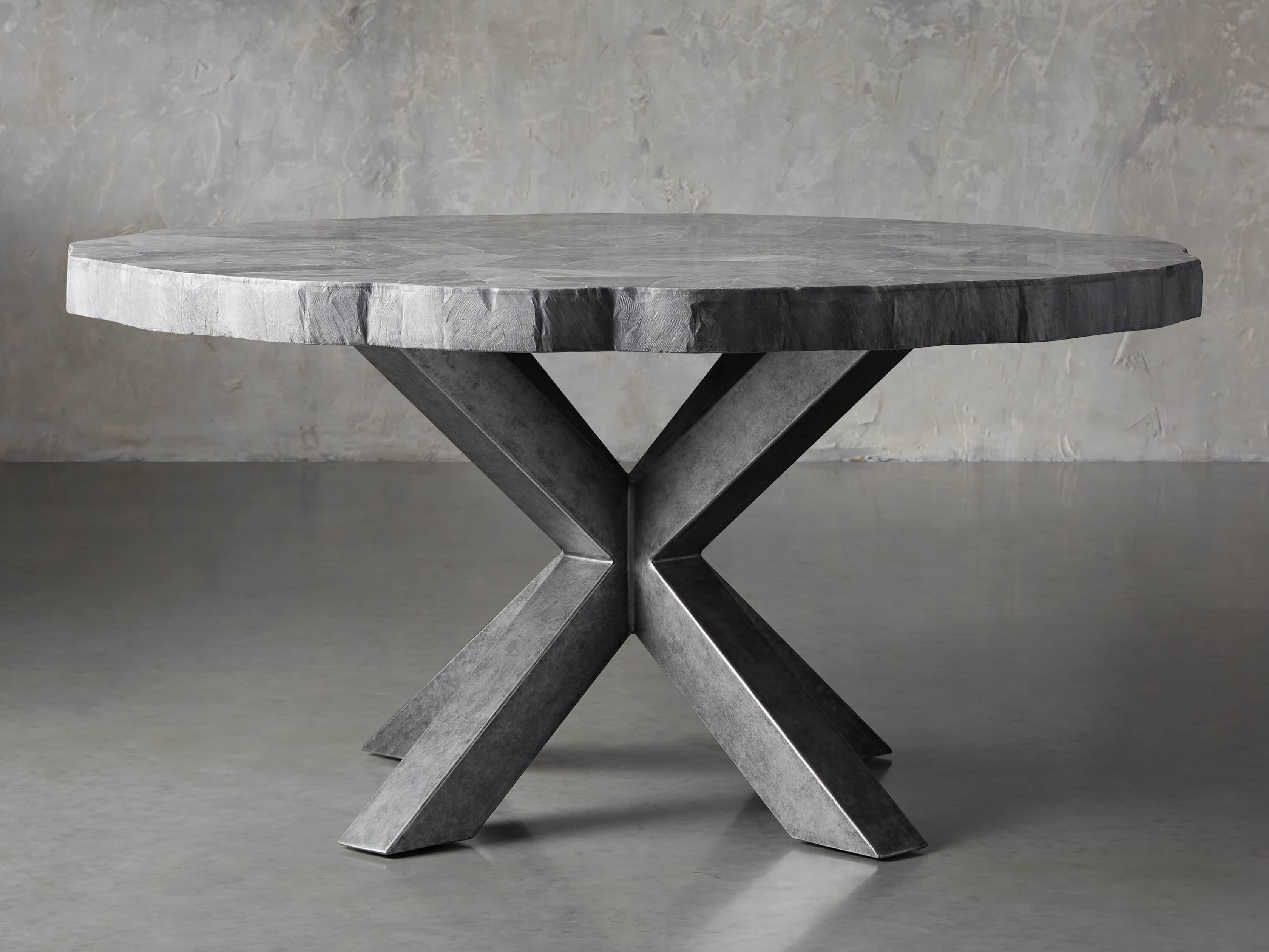 Petra 72" Round Grey Marble Dining Table