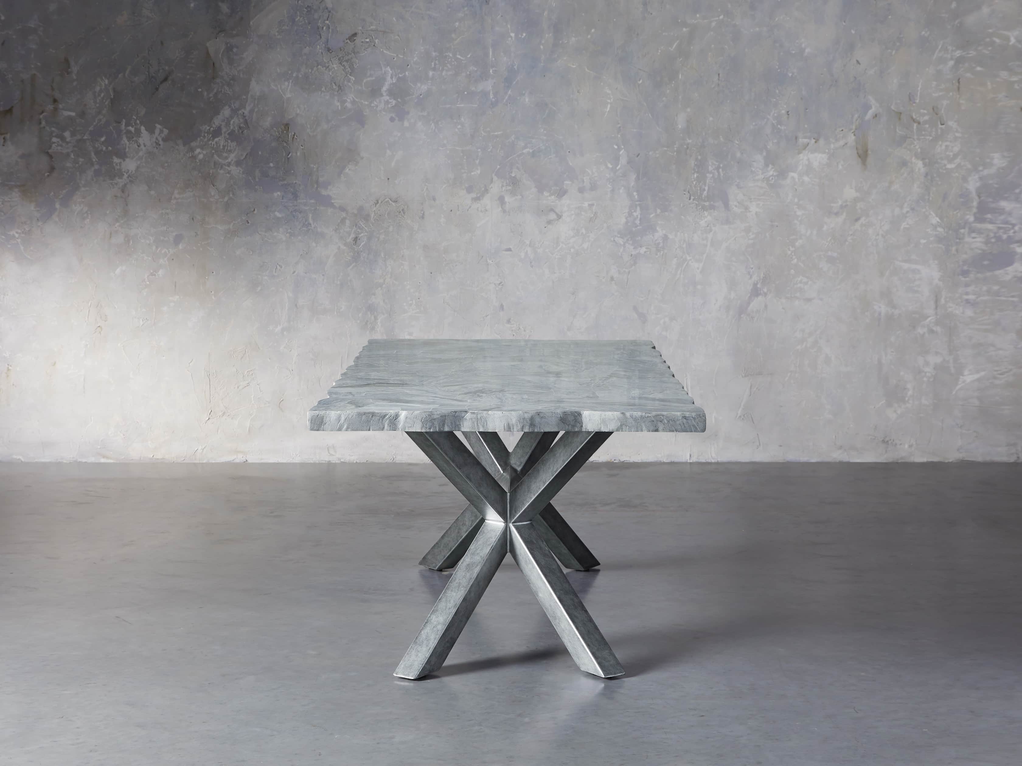 Petra 74" Rectangle Grey Marble Dining Table, slide 4 of 8
