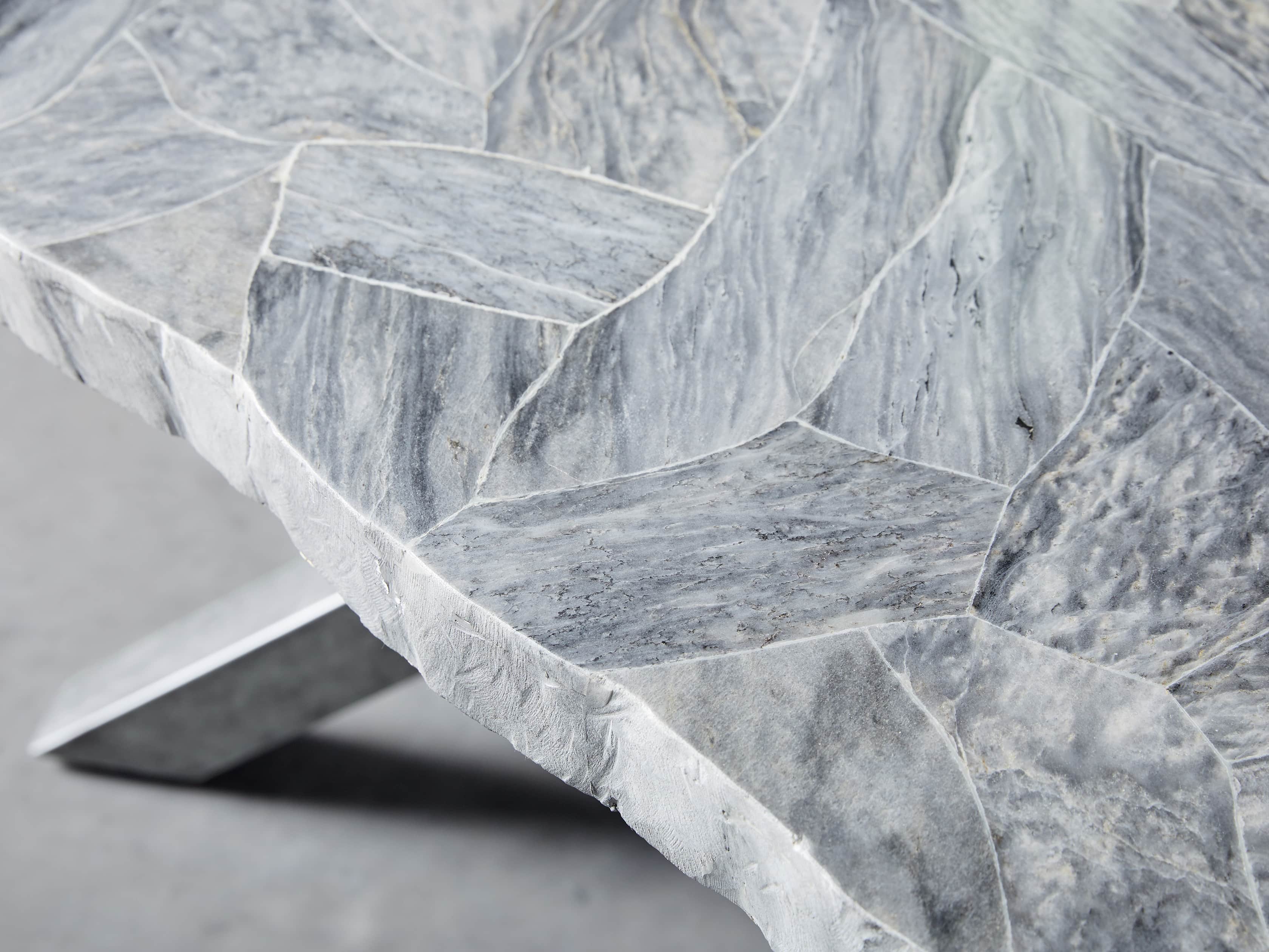 Petra 74" Rectangle Grey Marble Dining Table, slide 5 of 8
