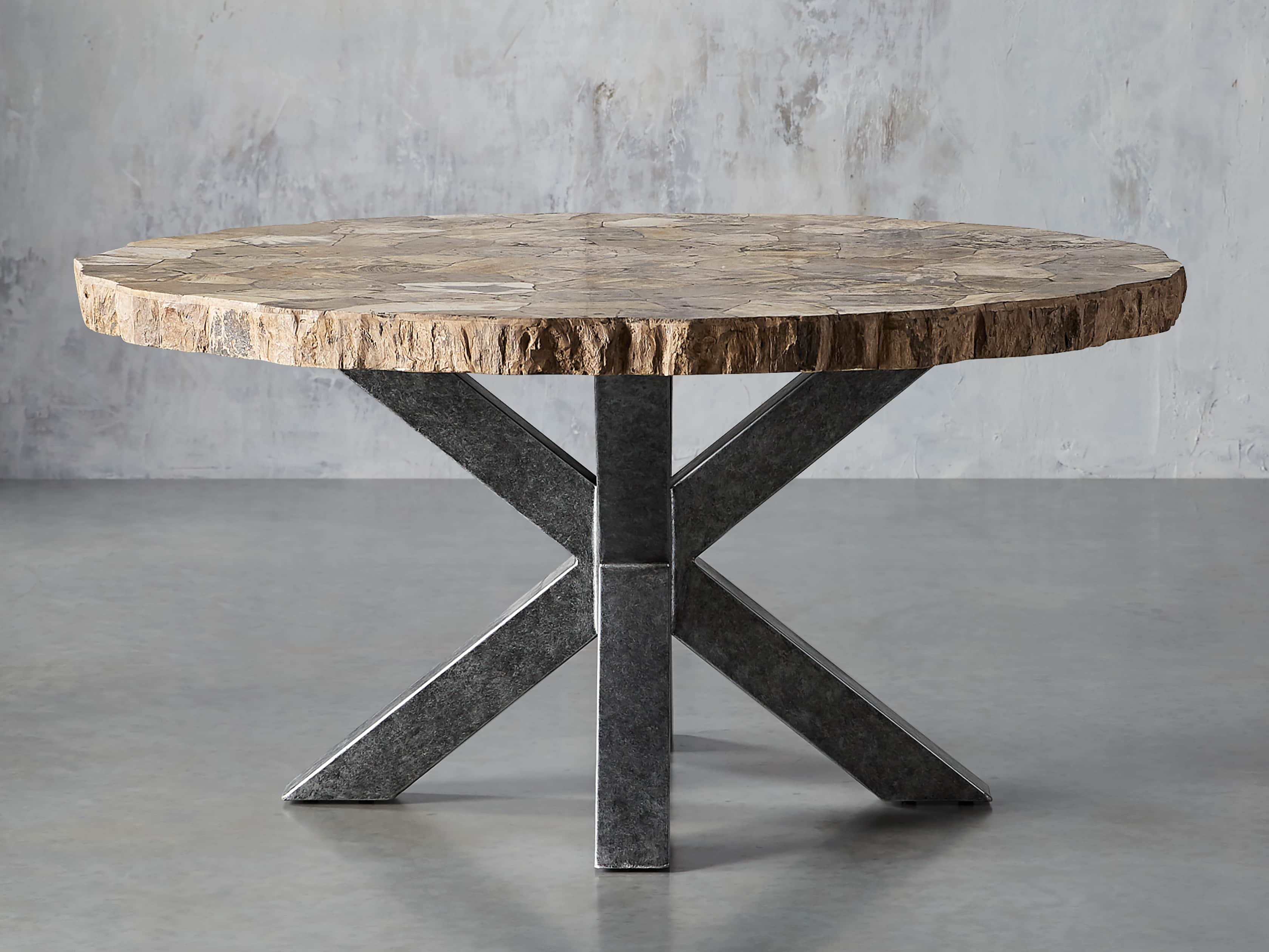 Petra 54" Round Petrified Wood Dining Table, slide 2 of 8