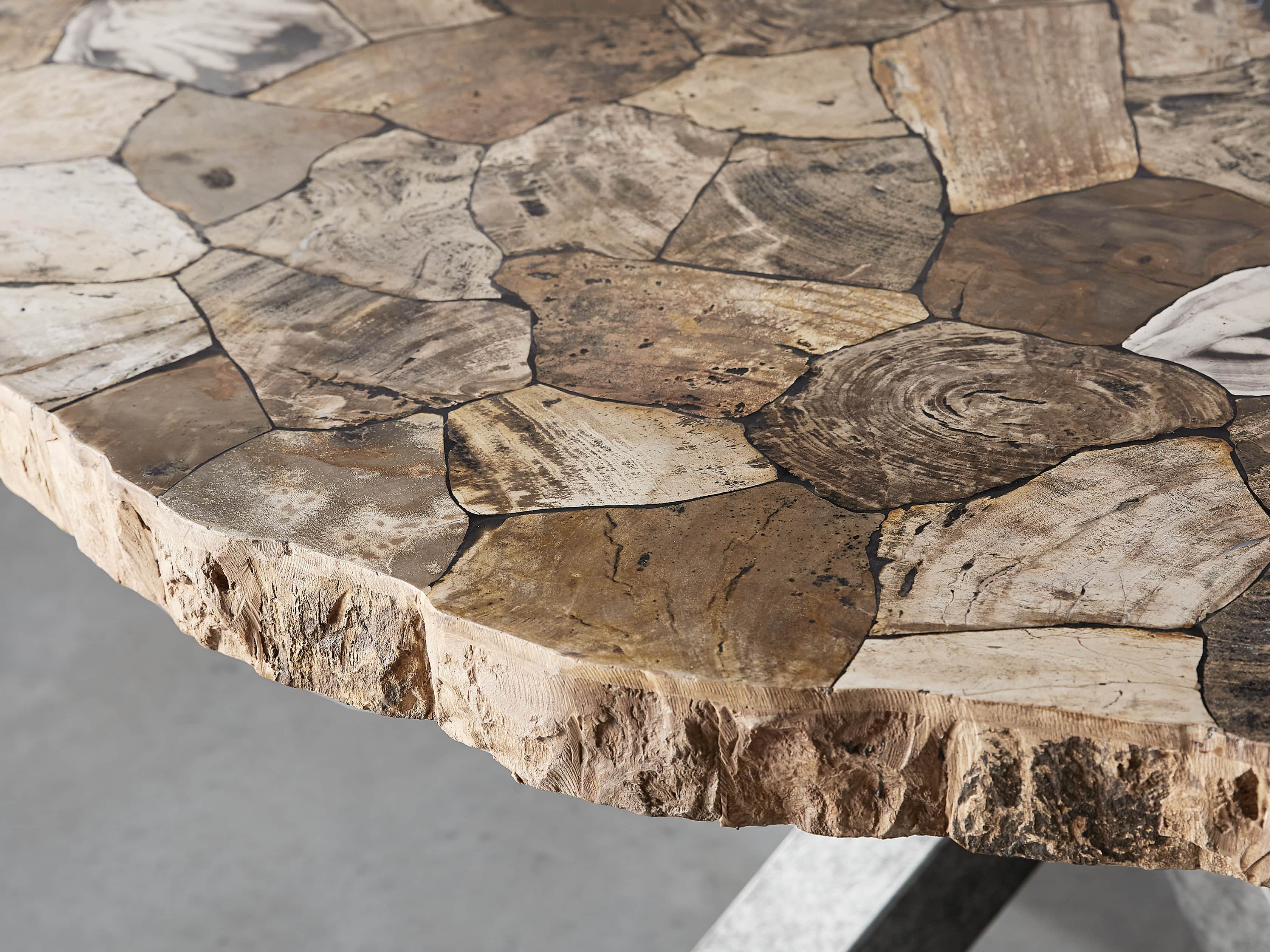 Petra 60" Round Petrified Wood Dining Table