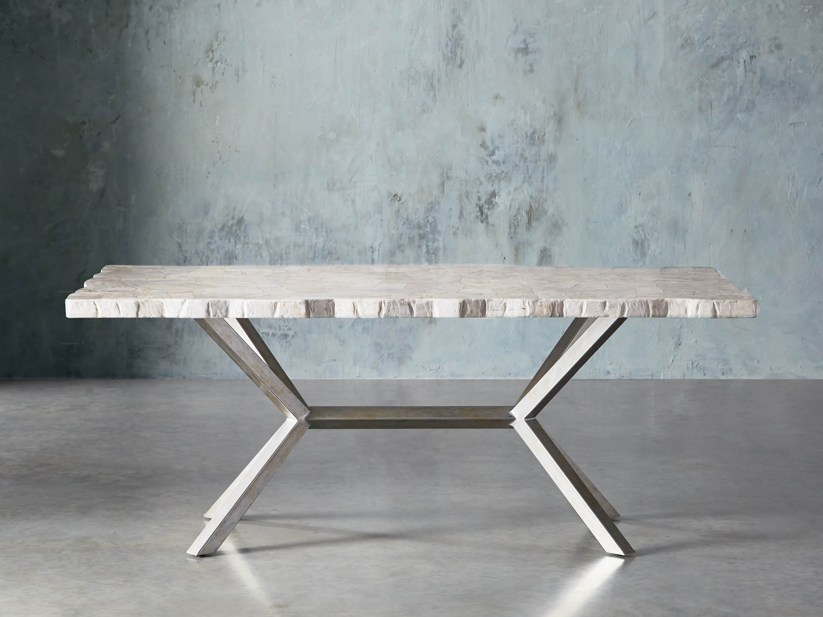 Petra 86" Rectangle Century Marble Dining Table in White, slide 3 of 12