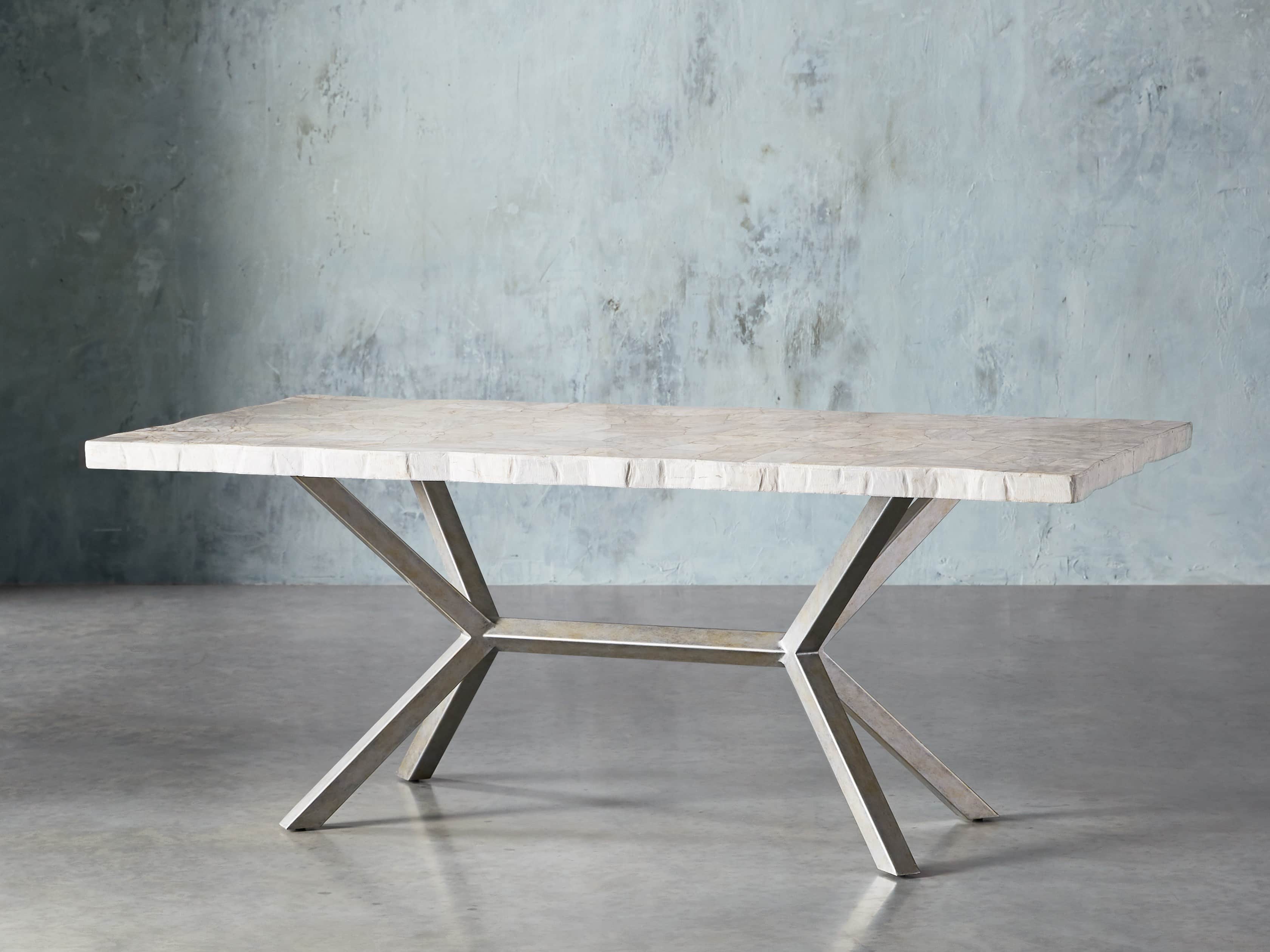 Petra 86" Rectangle Century Marble Dining Table in White, slide 4 of 12