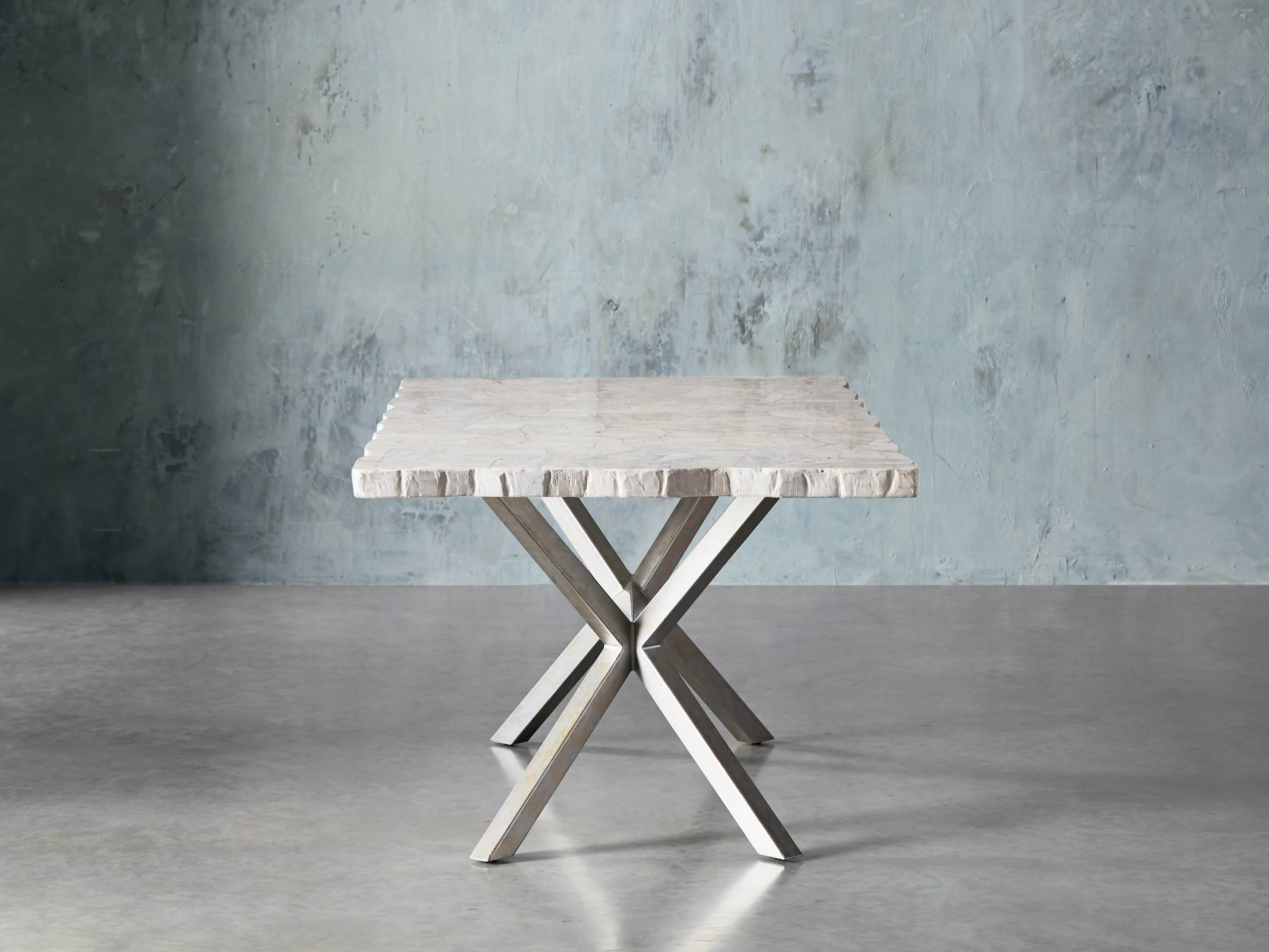 Petra 86" Rectangle Century Marble Dining Table in White, slide 5 of 12