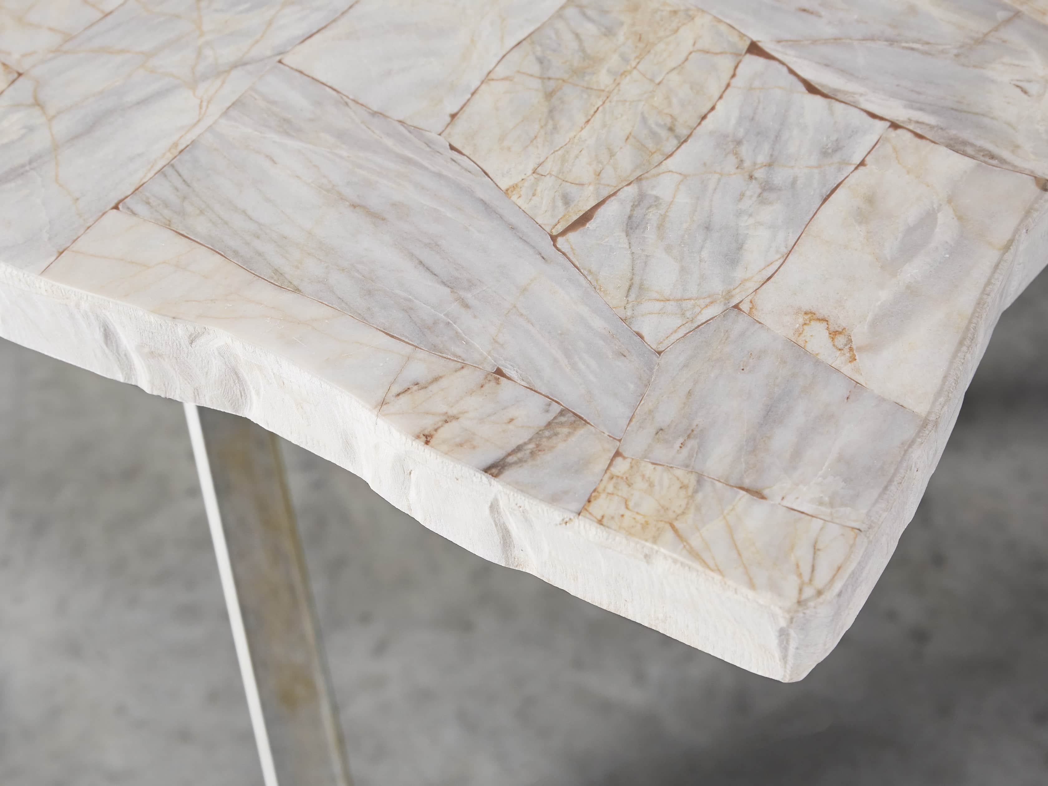 Petra 86" Rectangle Century Marble Dining Table in White, slide 7 of 12