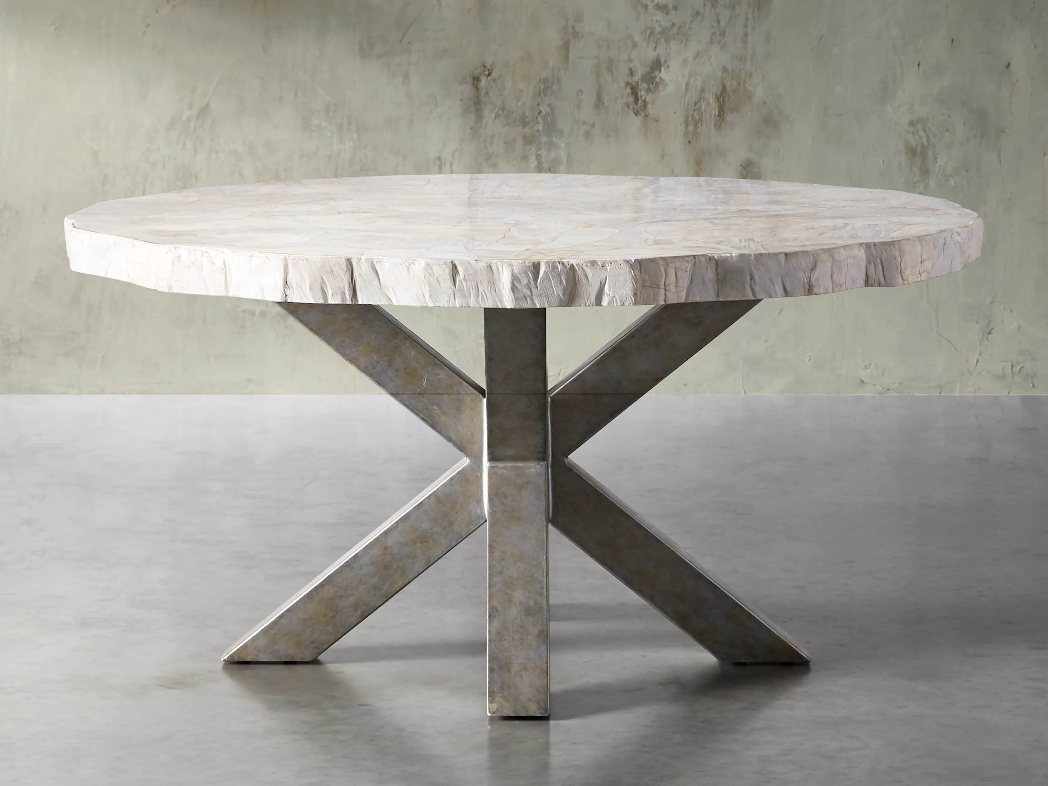 Petra 60" Round Century Marble Dining Table in White, slide 2 of 5