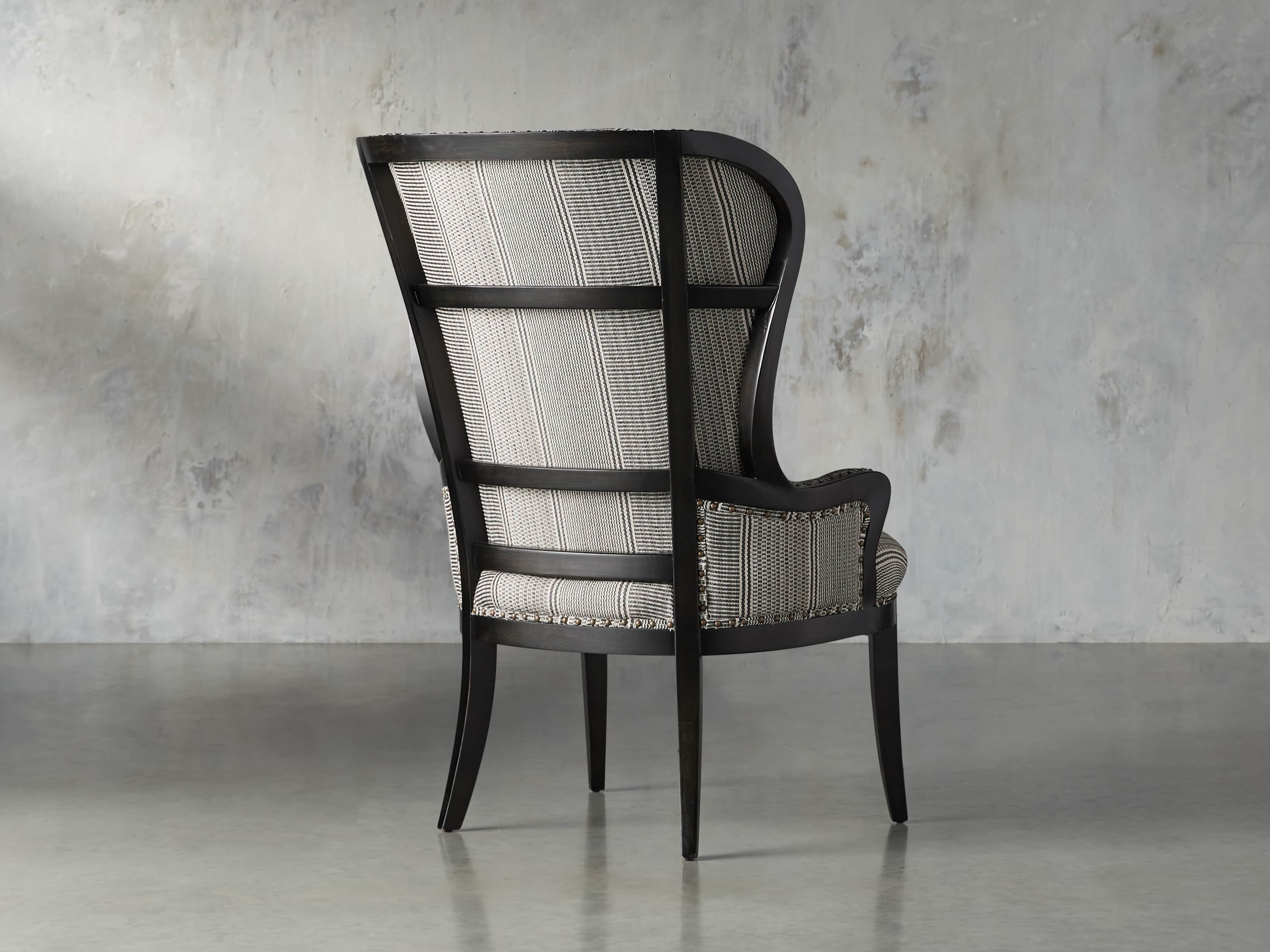 Portsmouth Upholstered Dining Arm Chair in Windrow Peppercorn and Cary Linen, slide 5 of 9