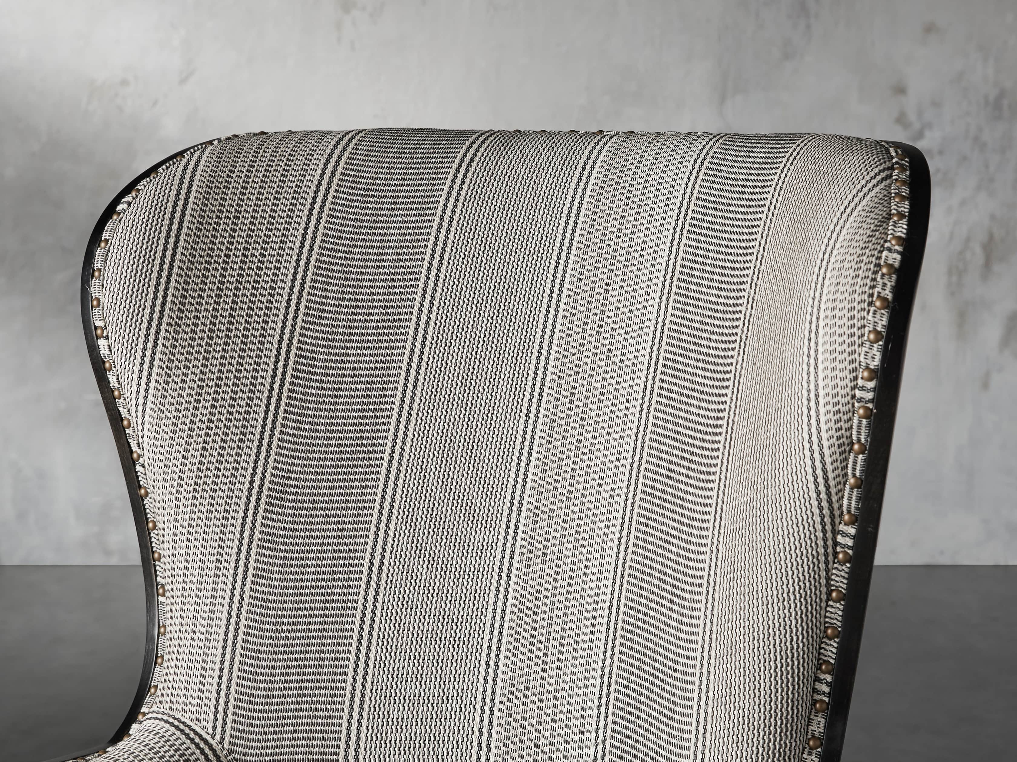 Portsmouth Upholstered Dining Arm Chair in Windrow Peppercorn and Cary Linen, slide 7 of 9