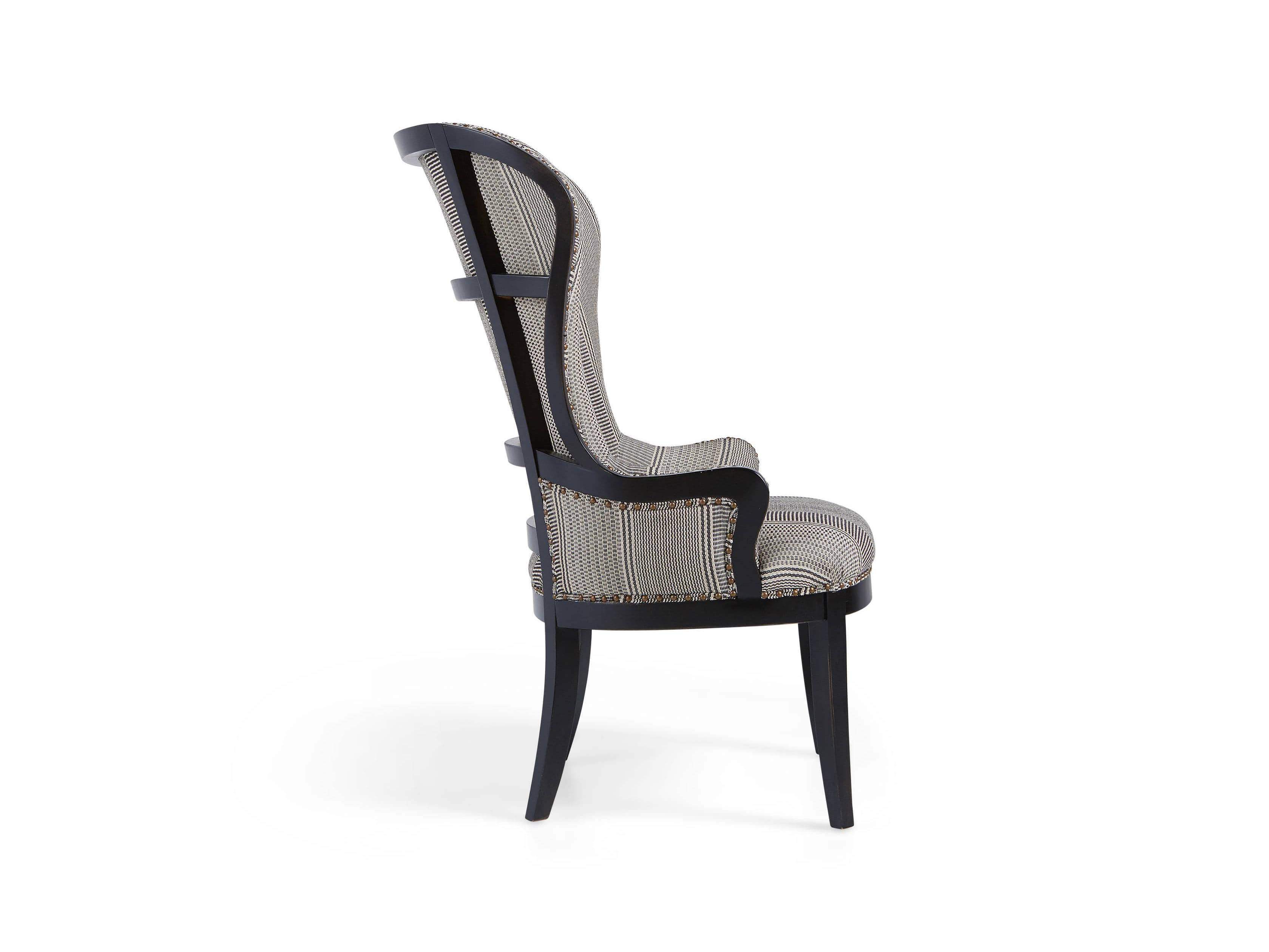 Portsmouth Upholstered Dining Arm Chair in Windrow Peppercorn and Cary Linen, slide 9 of 9