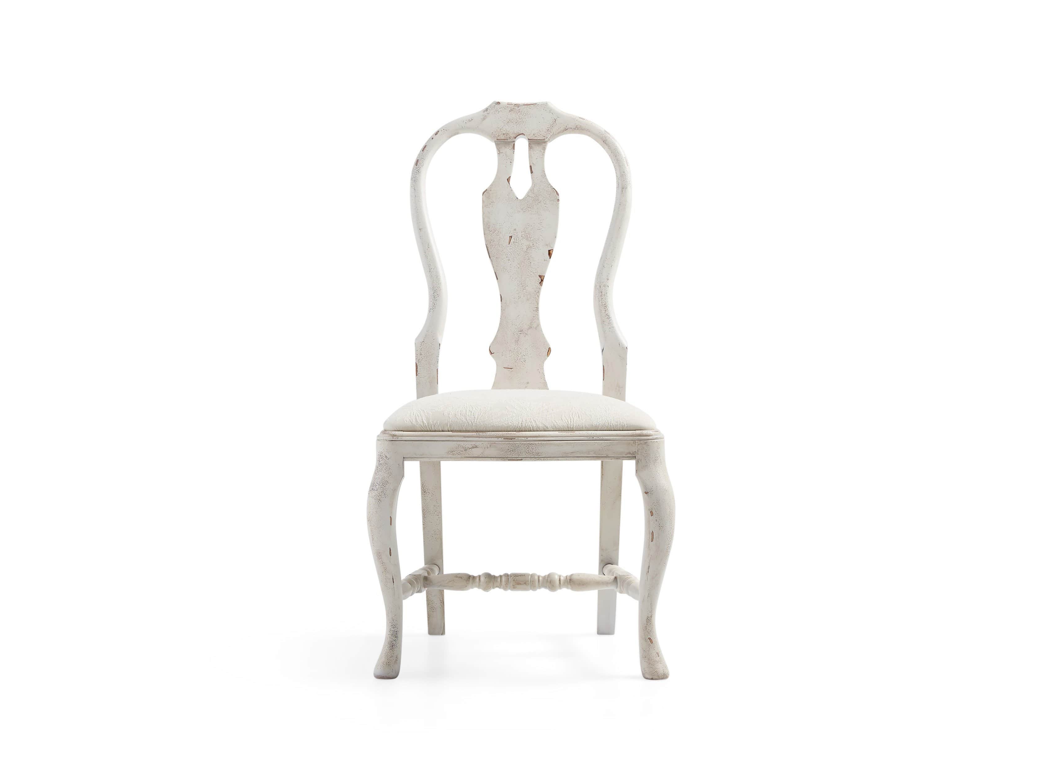 Regina 22" Bell'Arte Dining Side Chair with Upholstered Seat in Antico Bianco
