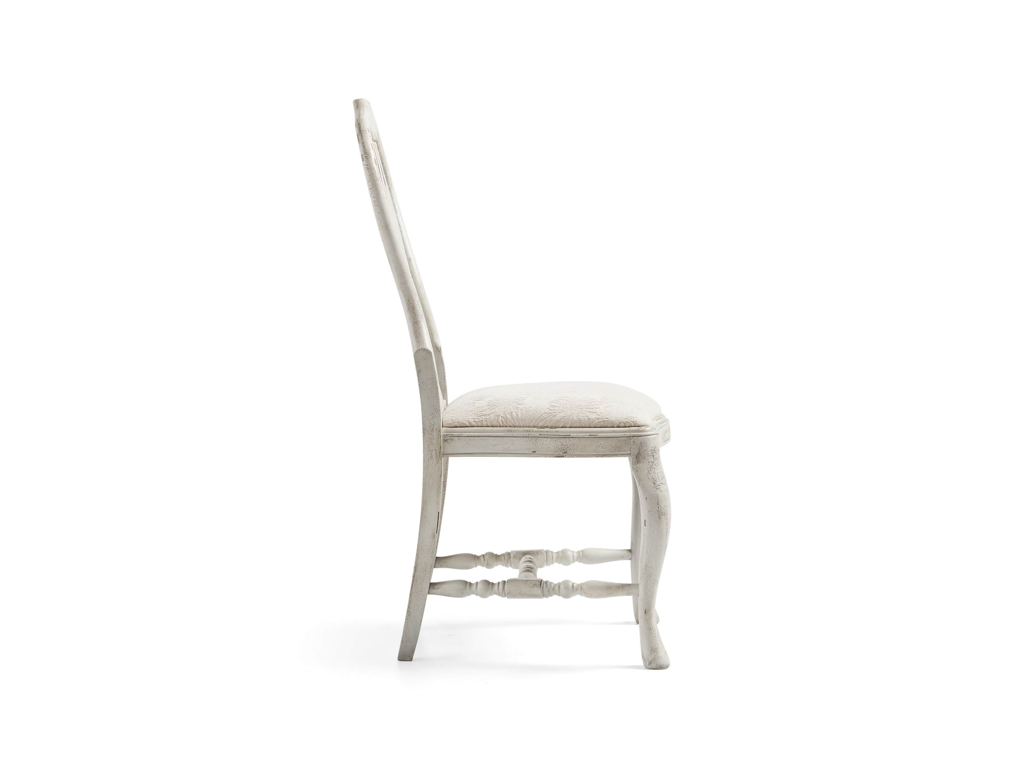 Regina 22" Bell'Arte Dining Side Chair with Upholstered Seat in Antico Bianco