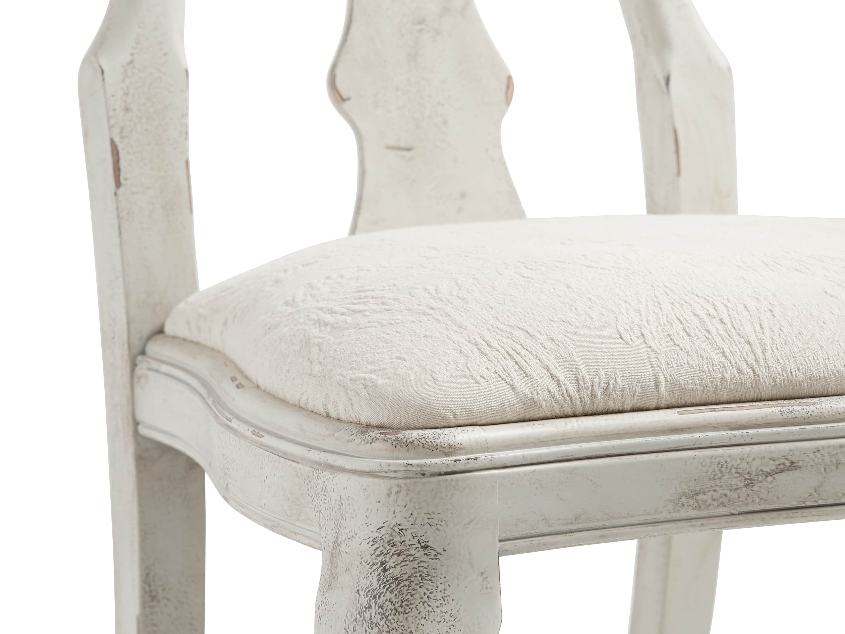 Regina 22" Bell'Arte Dining Side Chair with Upholstered Seat in Antico Bianco