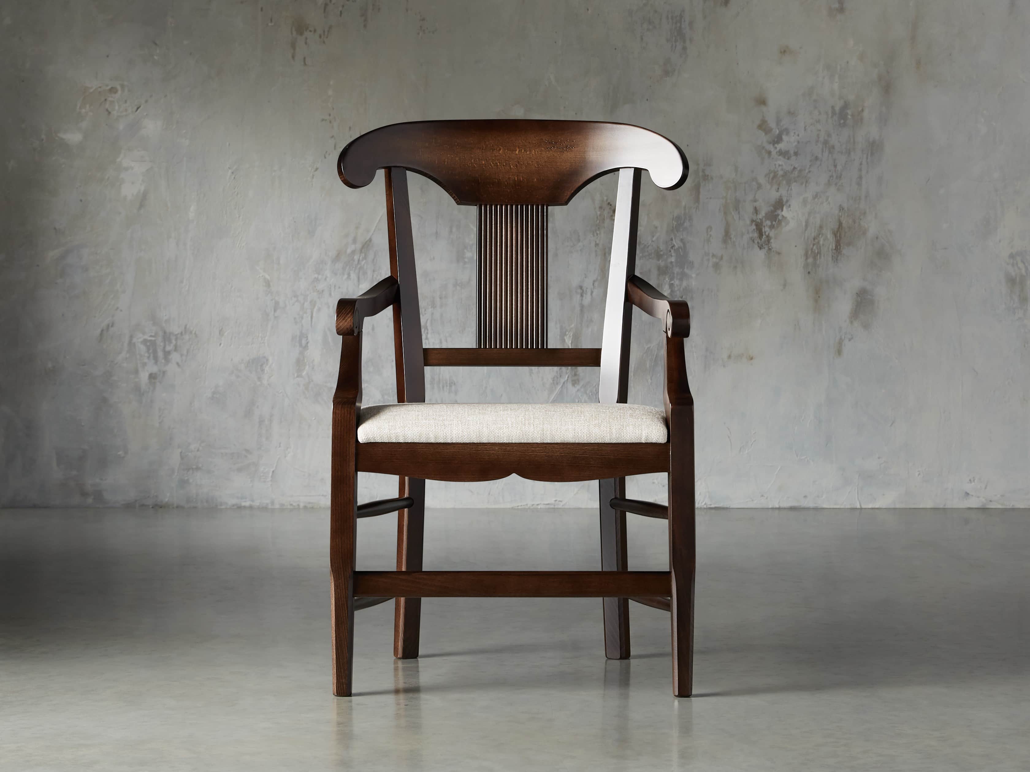 Tuscany 23" Dining Arm Chair With Upholstered Seat in Noceto