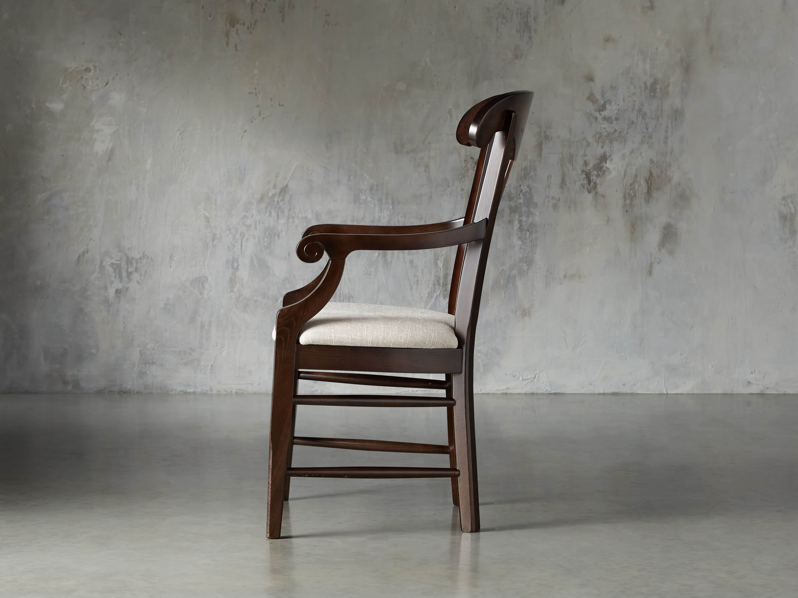 Tuscany 23" Dining Arm Chair With Upholstered Seat in Noceto
