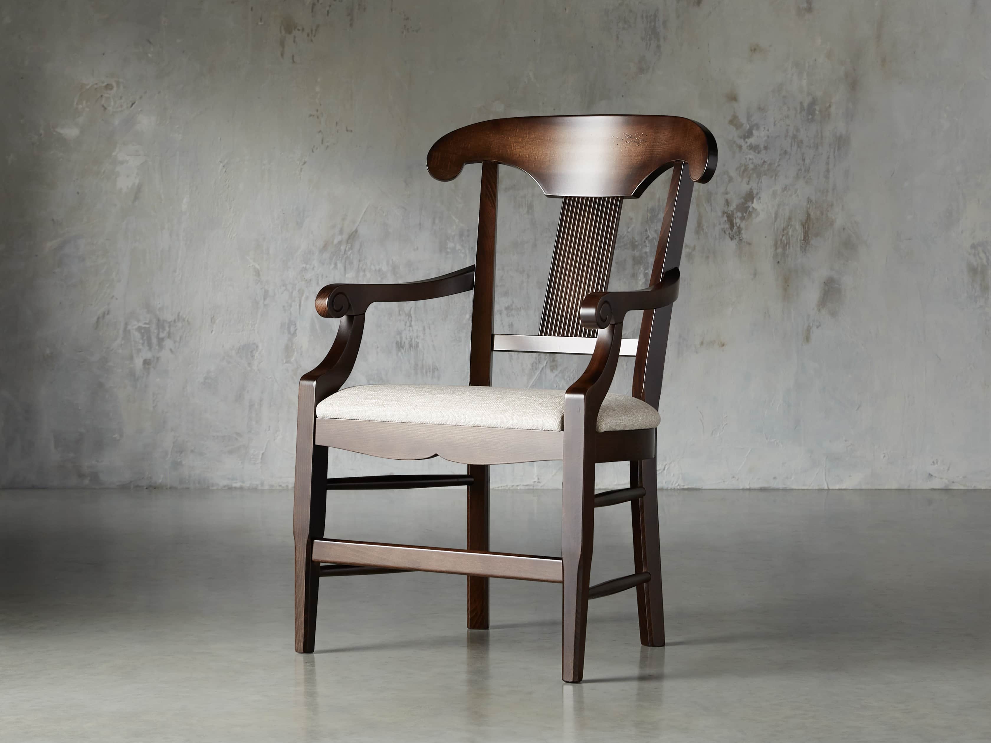Tuscany 23" Dining Arm Chair With Upholstered Seat in Noceto