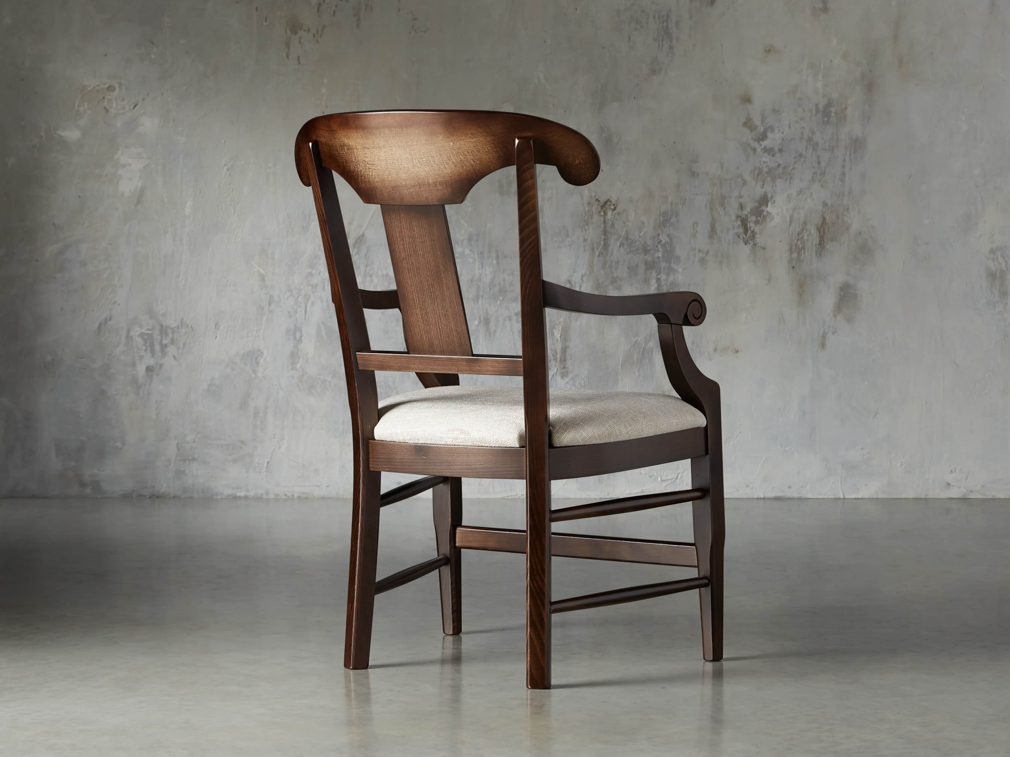 Tuscany 23" Dining Arm Chair With Upholstered Seat in Noceto
