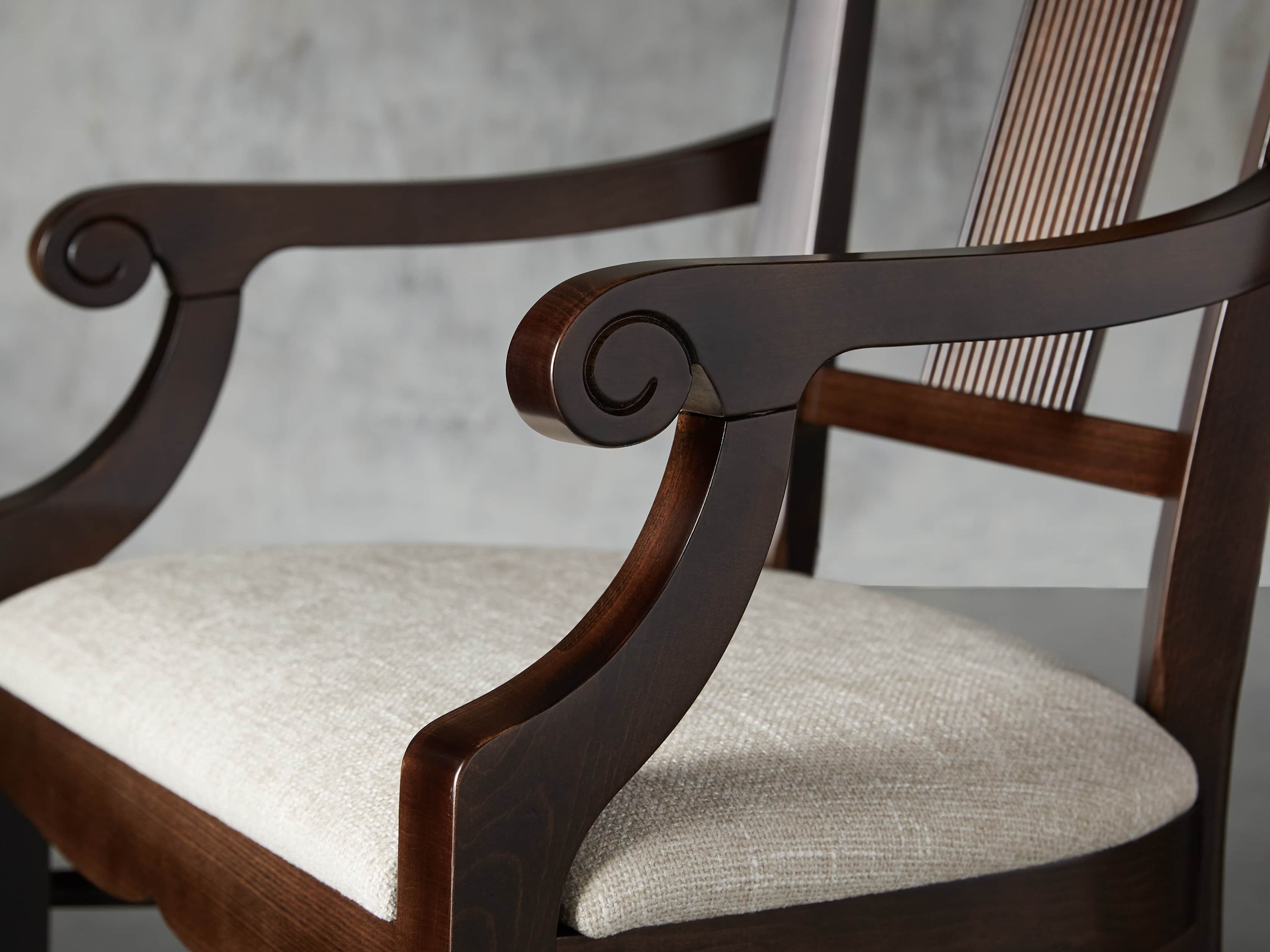 Tuscany 23" Dining Arm Chair With Upholstered Seat in Noceto