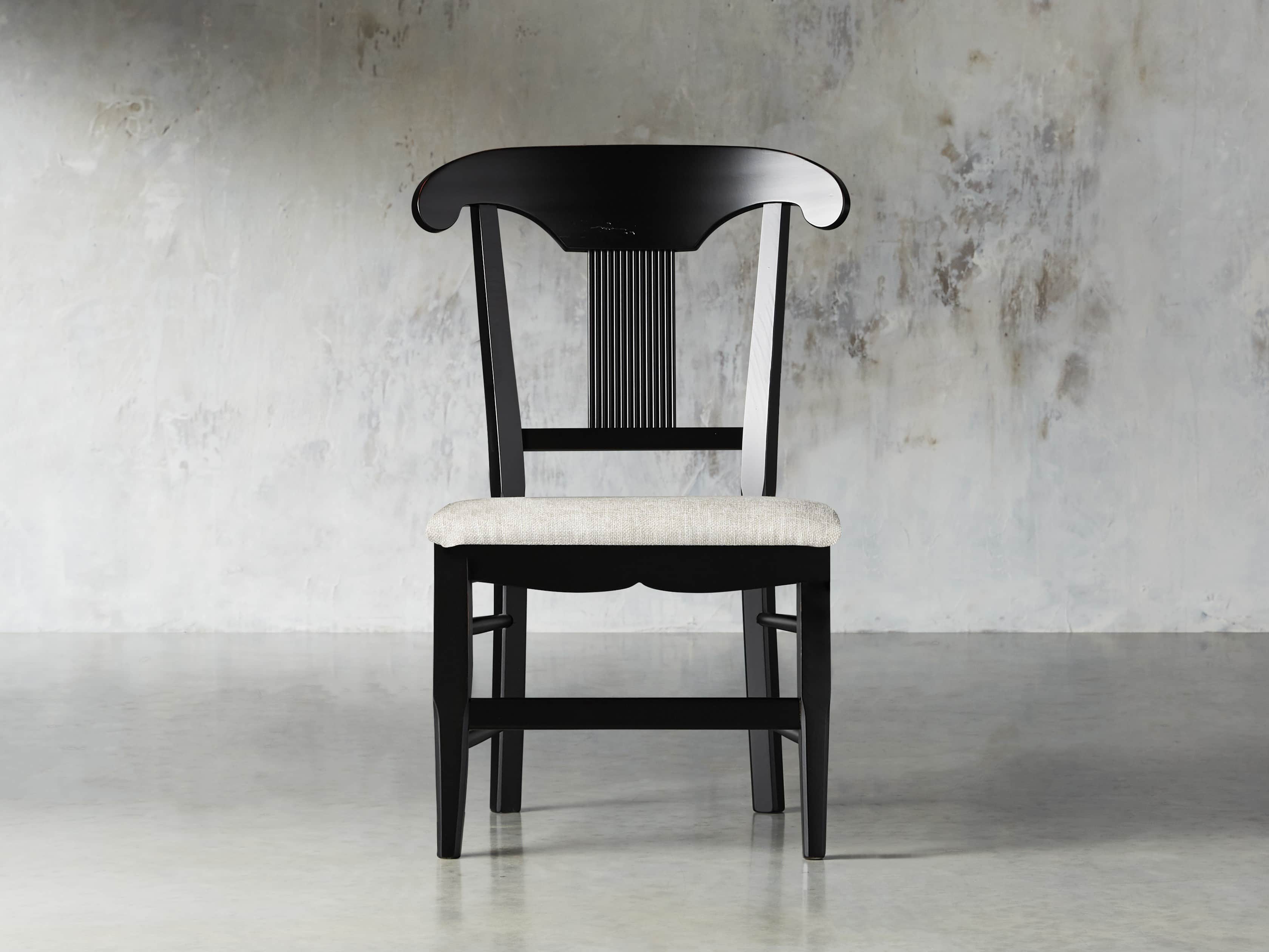 Tuscany 25" Dining Side Chair with Upholstered Seat in Rubbed Black, slide 2 of 5