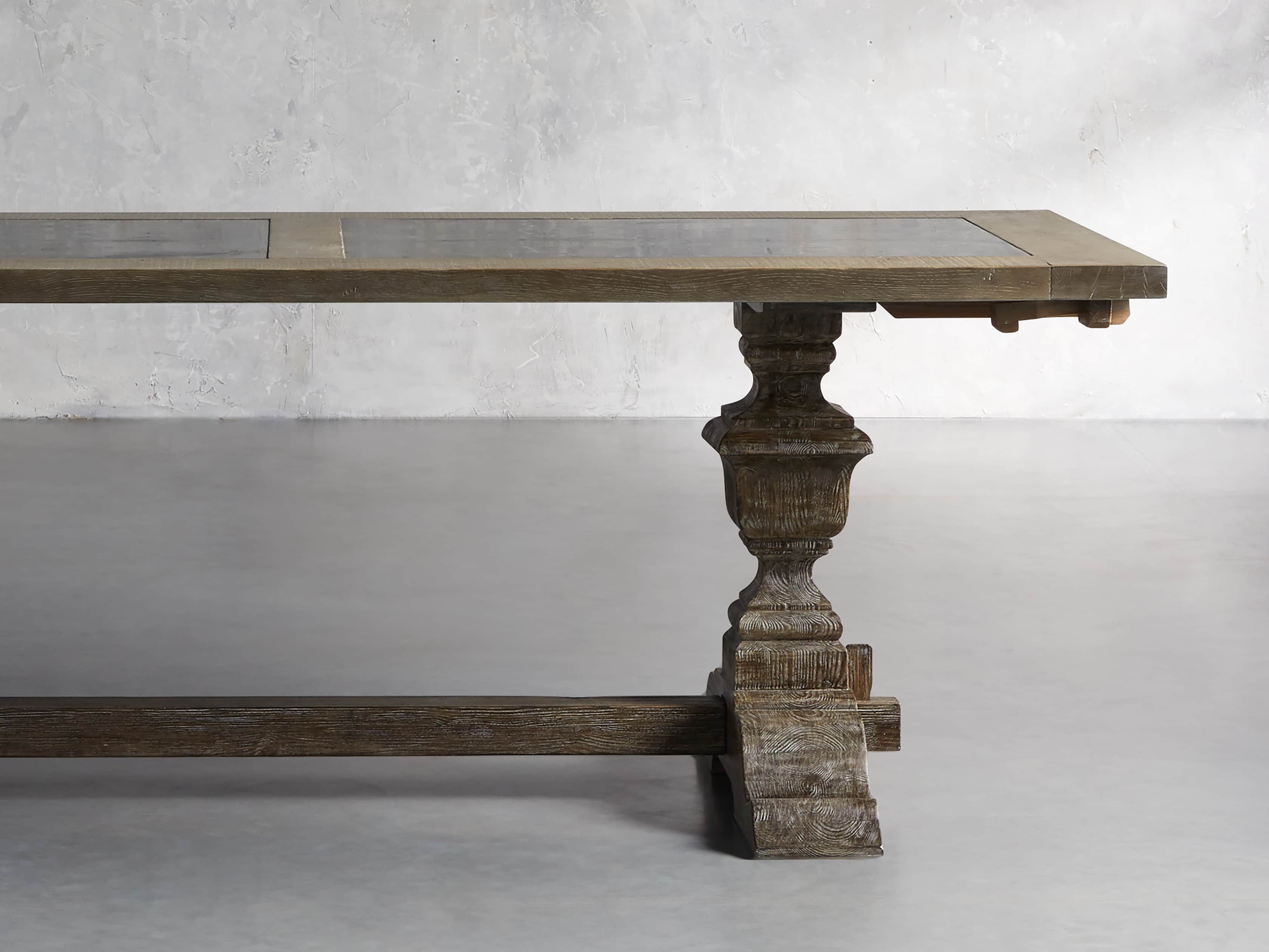 Wilhelm 72" Rustic Grey and Bluestone Extension Dining Table With Earl Black Base