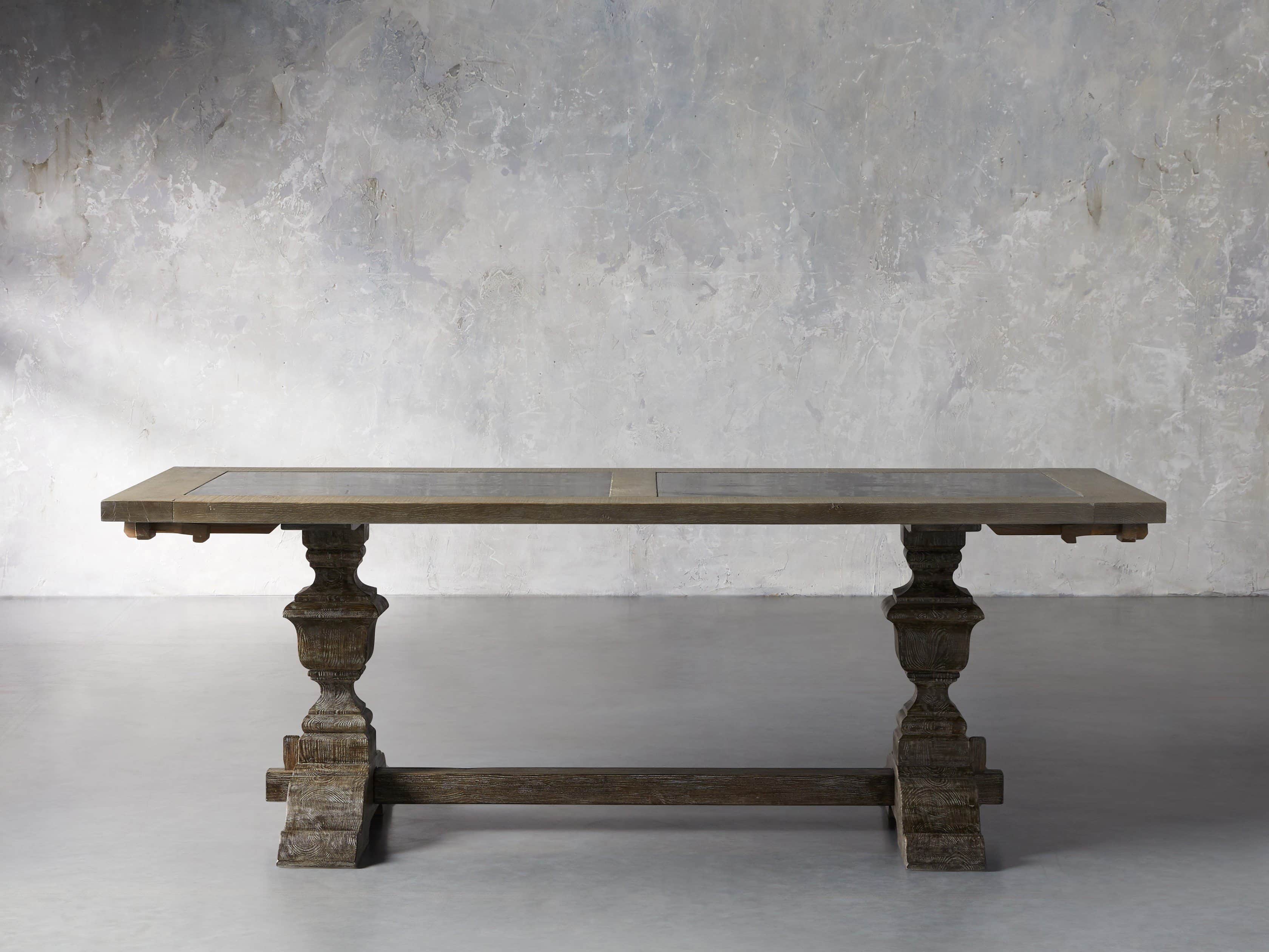Wilhelm 72" Rustic Grey and Bluestone Extension Dining Table With Earl Black Base