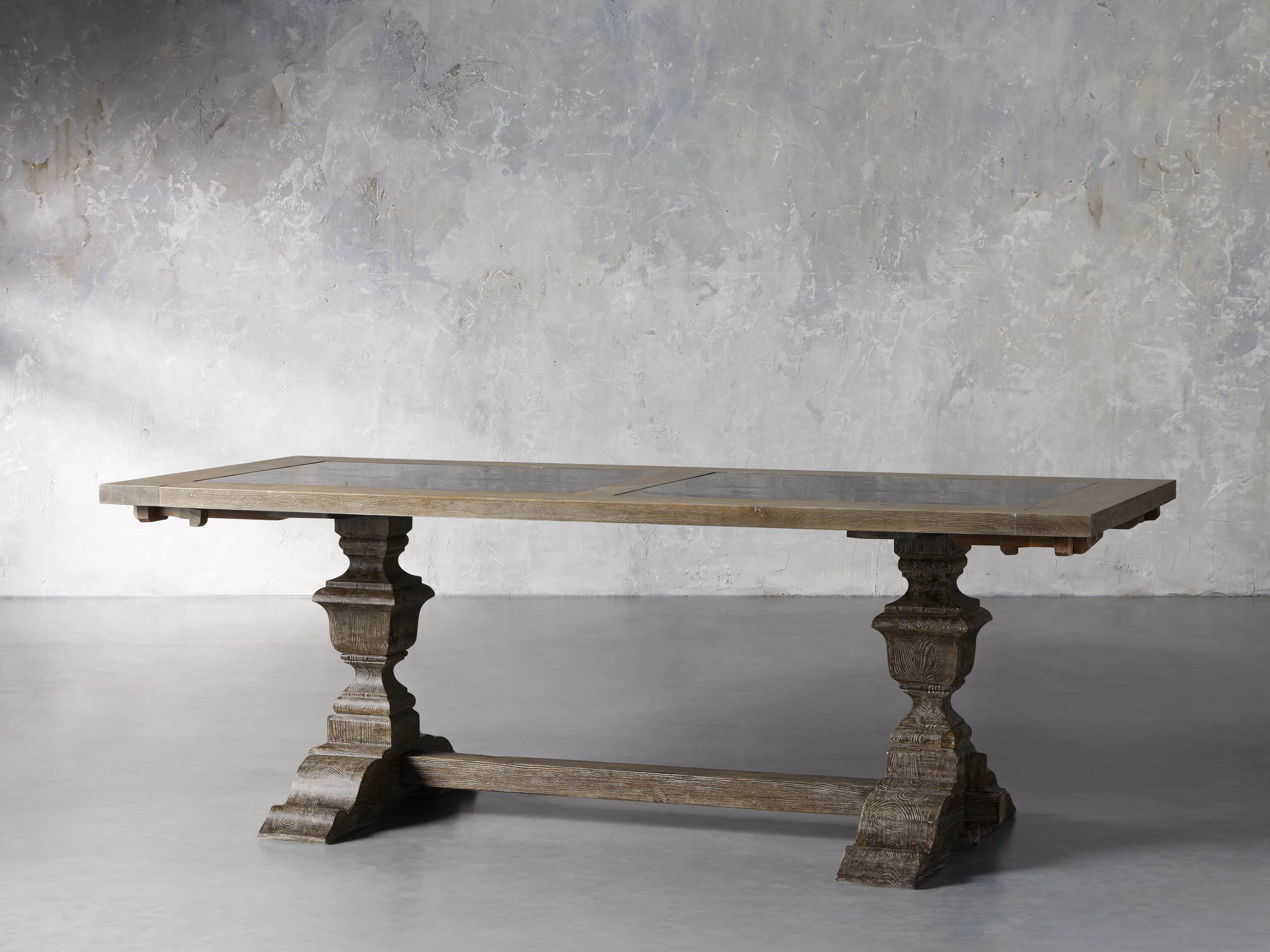 Wilhelm 72" Rustic Grey and Bluestone Extension Dining Table With Earl Black Base