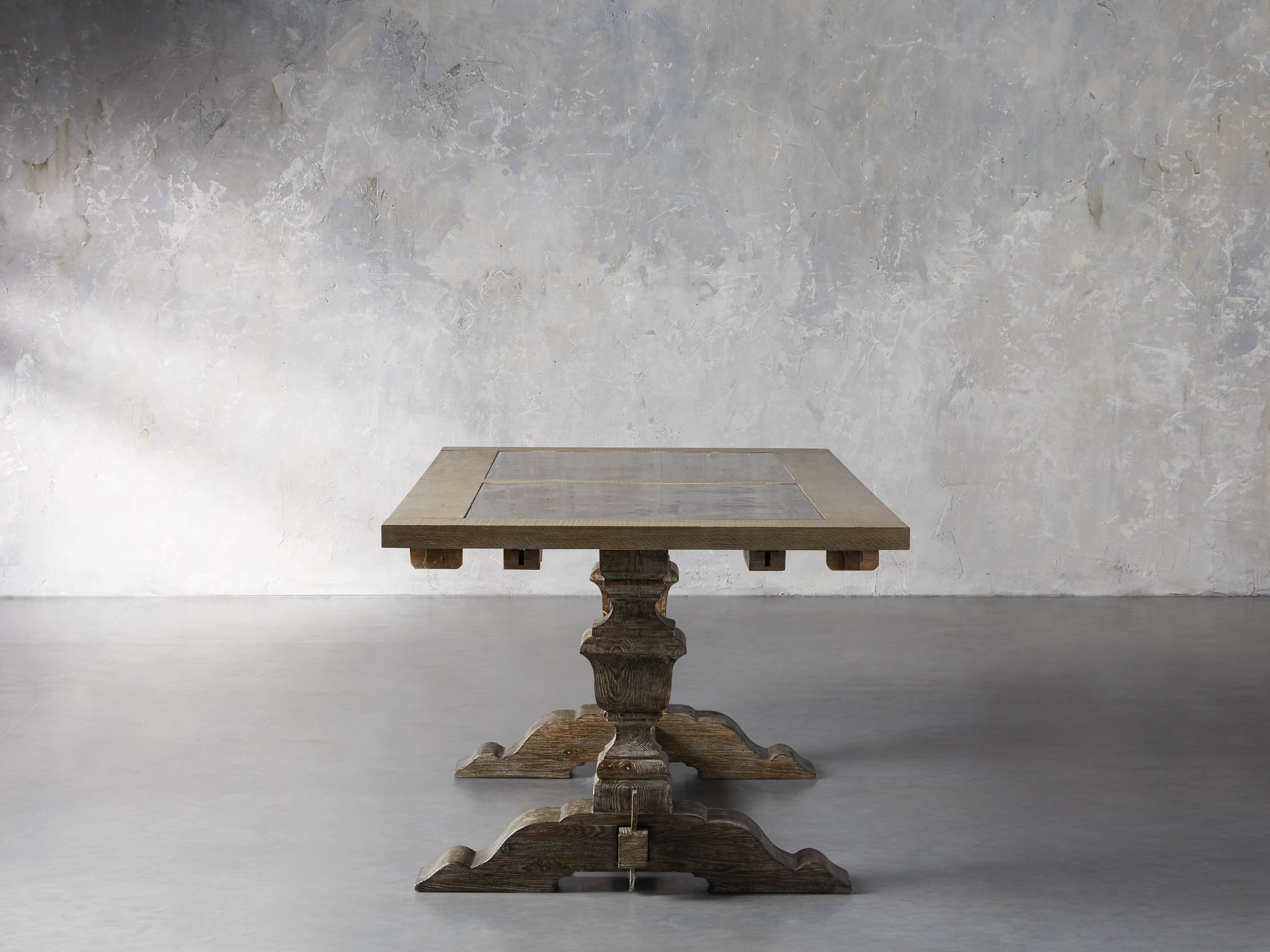 Wilhelm 72" Rustic Grey and Bluestone Extension Dining Table With Earl Black Base