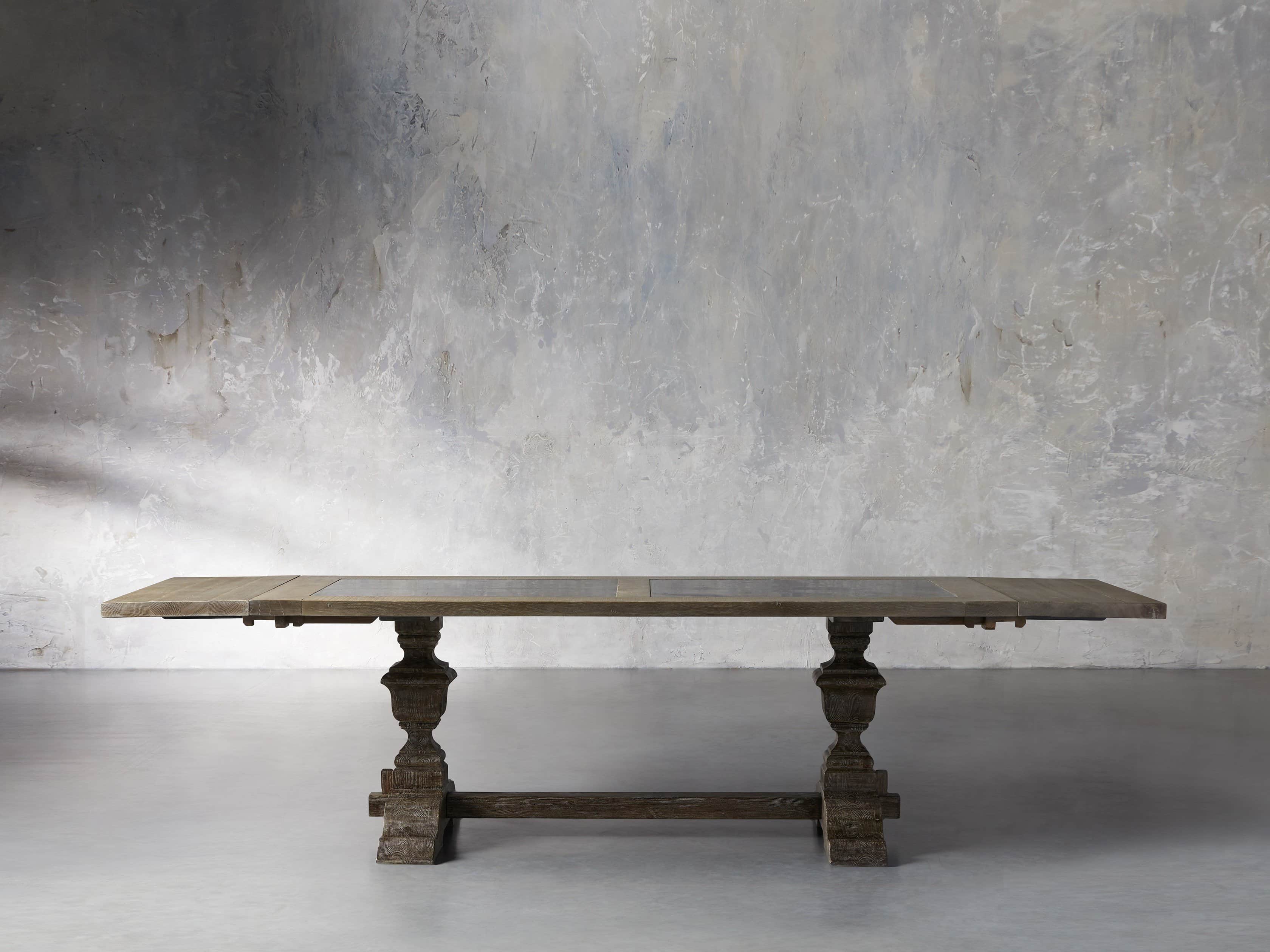 Wilhelm 72" Rustic Grey and Bluestone Extension Dining Table With Earl Black Base