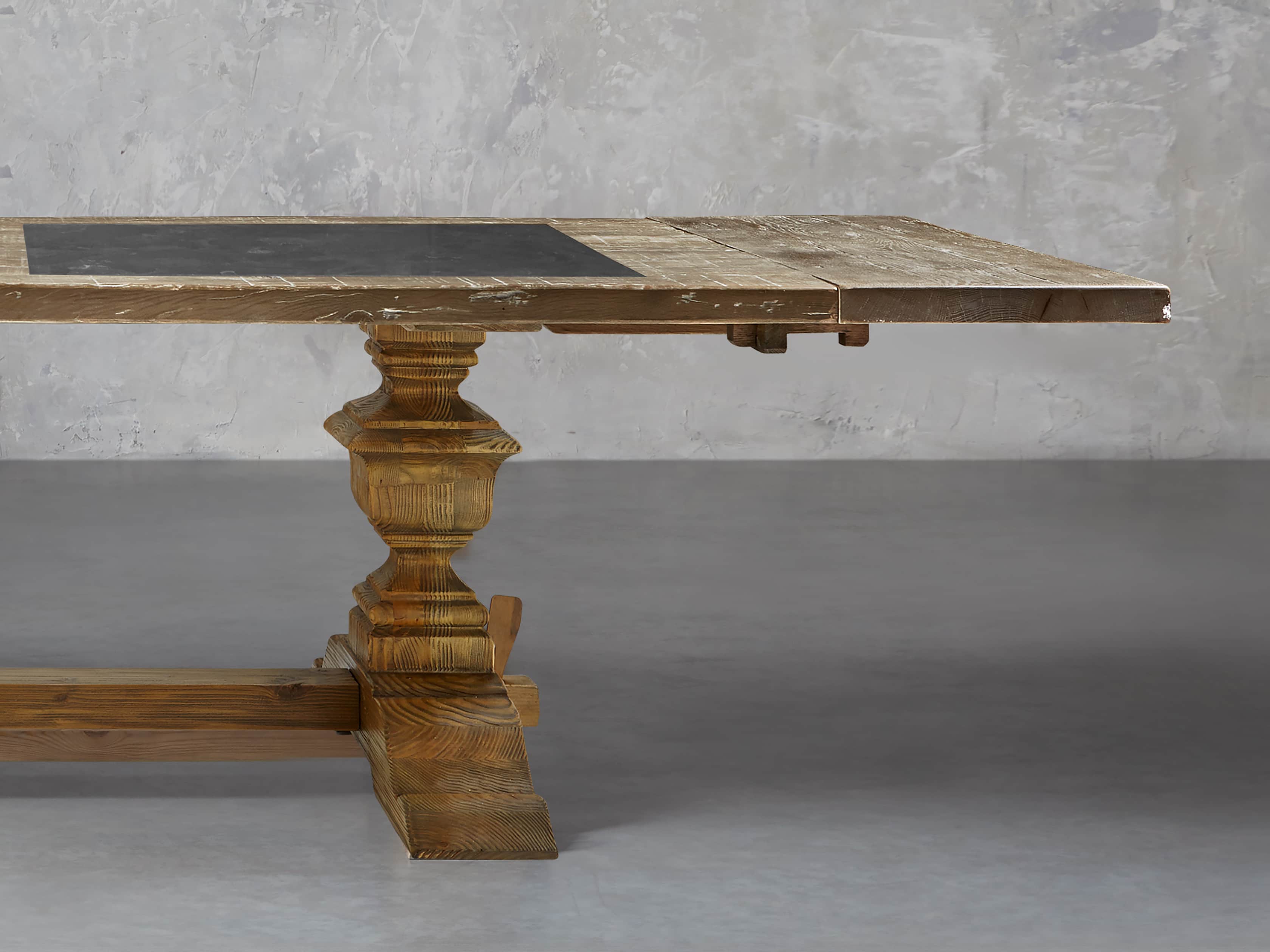 Wilhelm 72" Grey and Bluestone Extension Dining Table With Natural Base, slide 1 of 4
